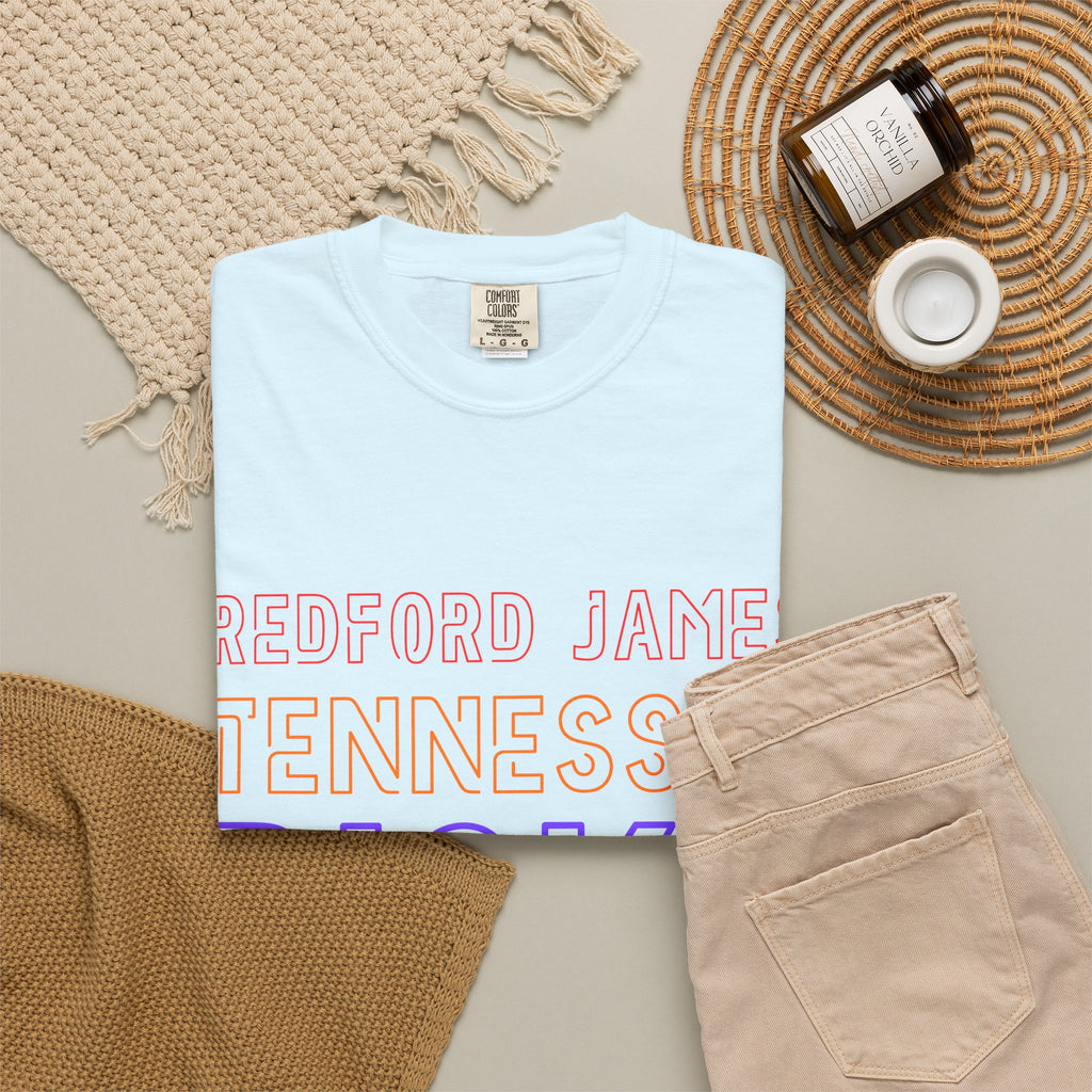 Redford James Tennessee Risky State Outline T-Shirt by Comfort Colors