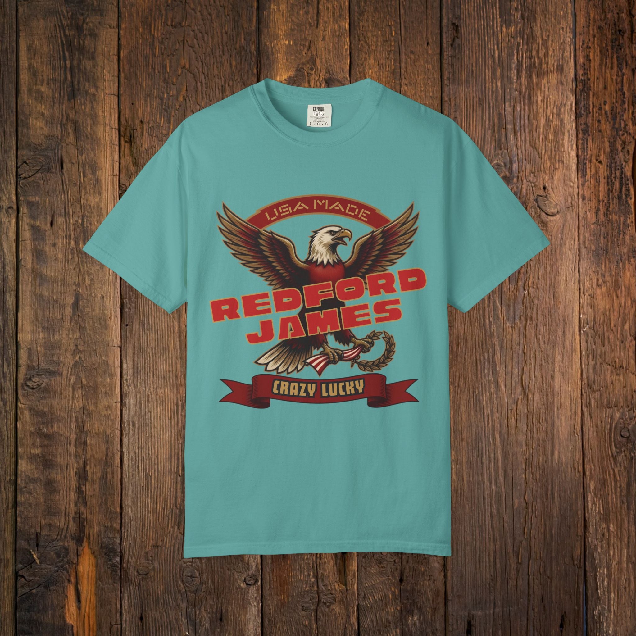 Redford James Crazy Lucky War Eagle T-shirt by Comfort Colors