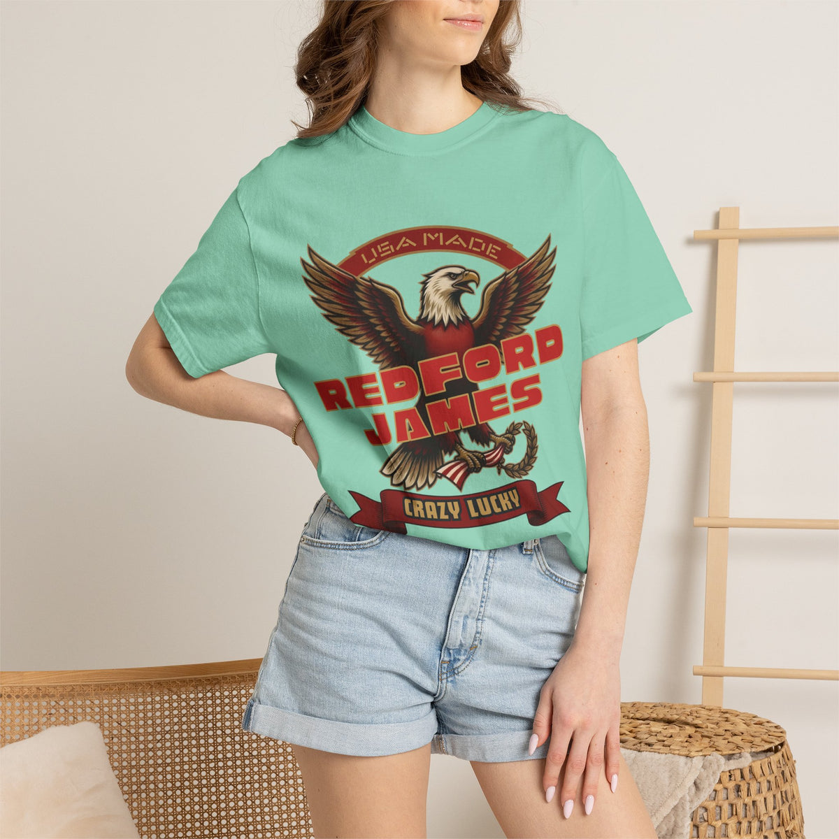 Redford James Crazy Lucky War Eagle T-shirt by Comfort Colors