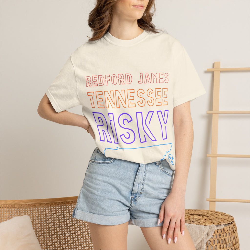 Redford James Tennessee Risky State Outline T-Shirt by Comfort Colors