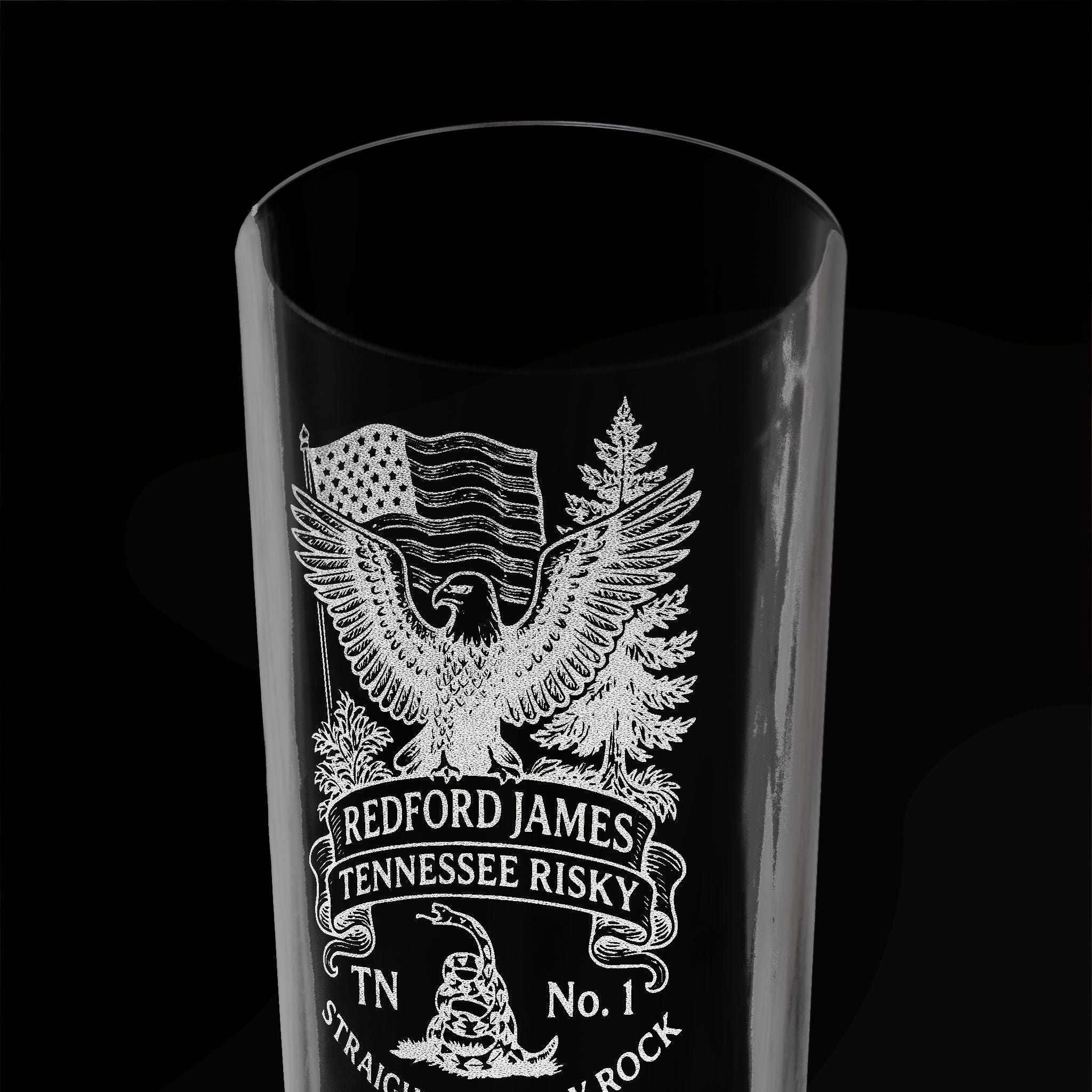 Redford James Tennessee Risky Engraved 16oz Pint Glass