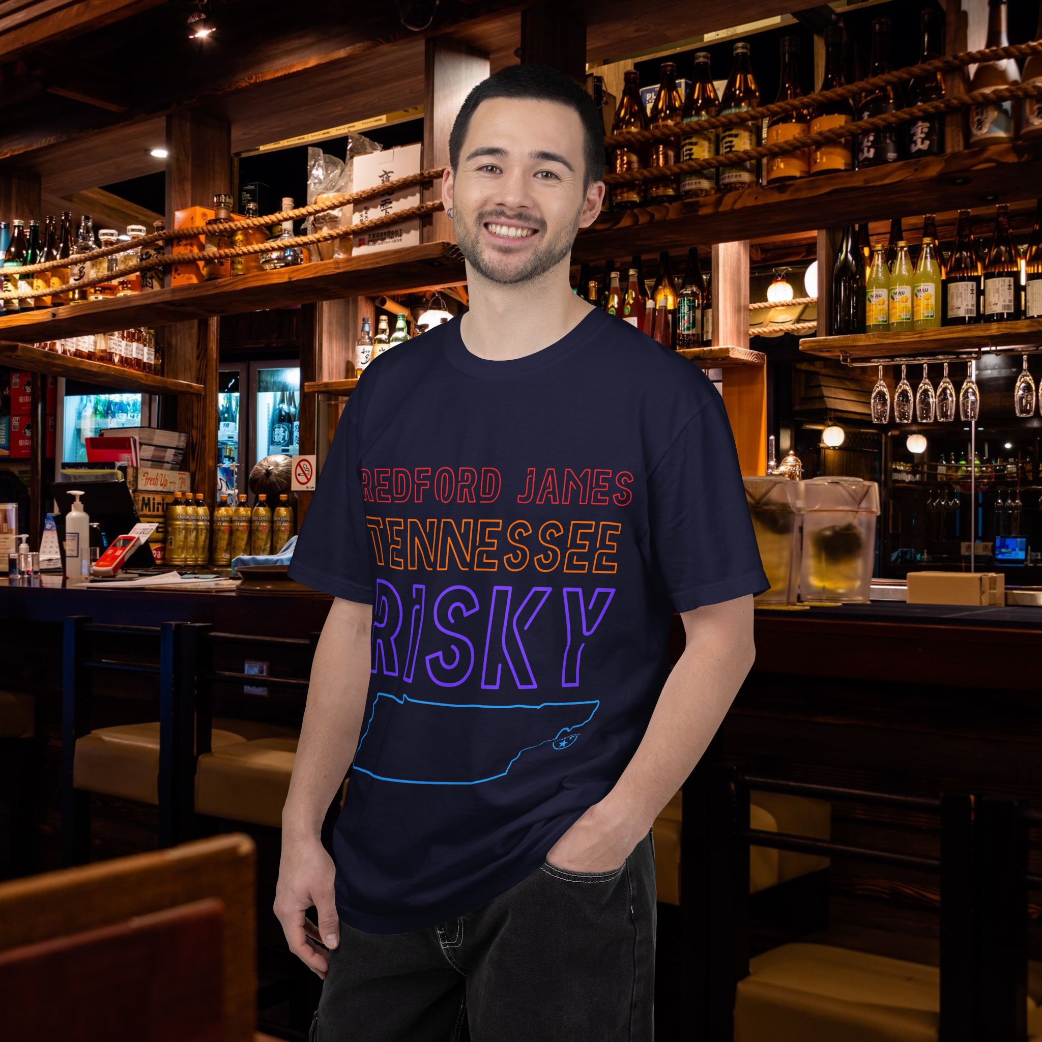 Redford James Tennessee Risky State Outline T-Shirt by Comfort Colors