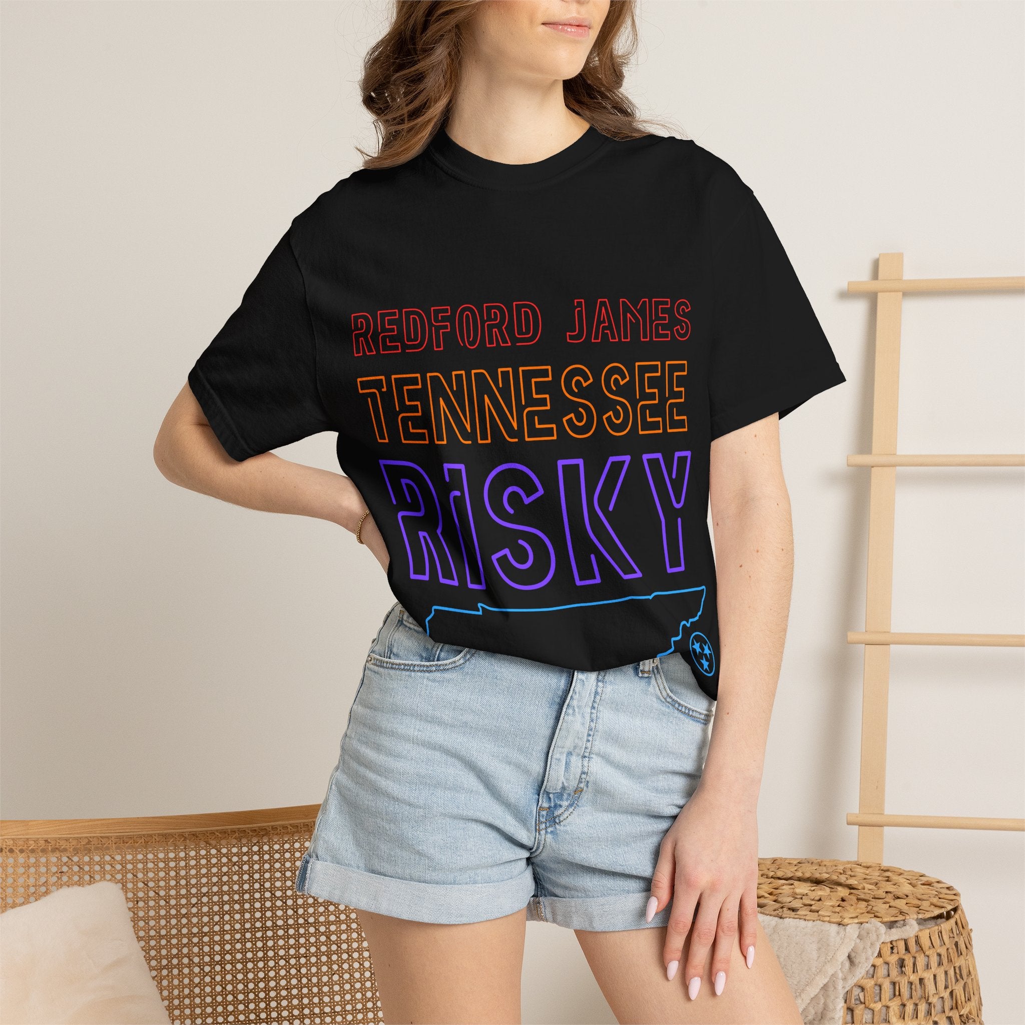 Redford James Tennessee Risky State Outline T-Shirt by Comfort Colors