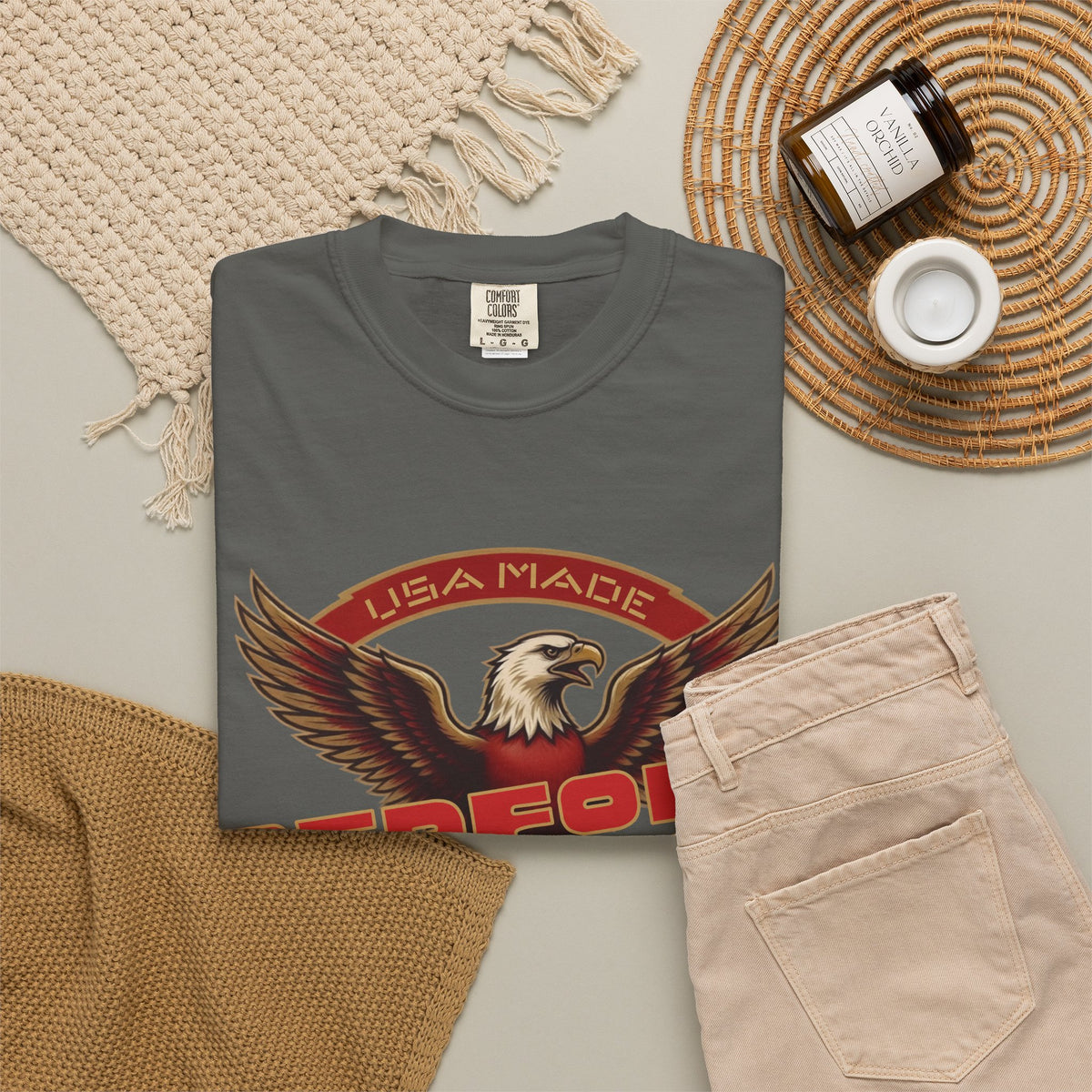 Redford James Crazy Lucky War Eagle T-shirt by Comfort Colors