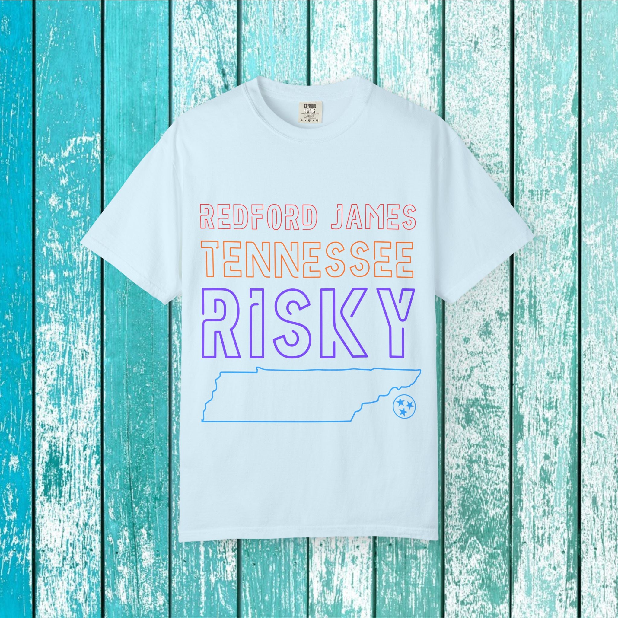 Redford James Tennessee Risky State Outline T-Shirt by Comfort Colors