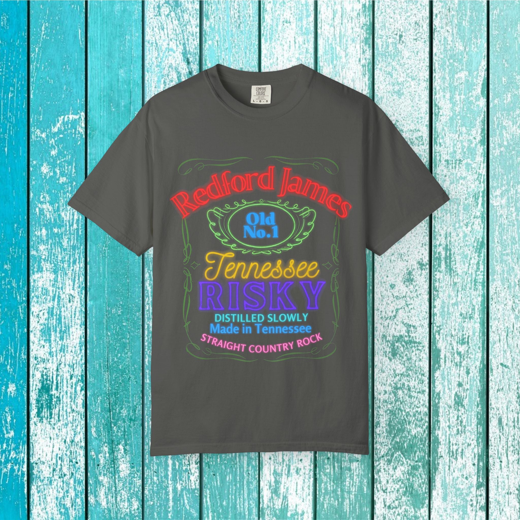 Redford James Tennessee Risky Neon Bar Sign T-shirt by Comfort Colors