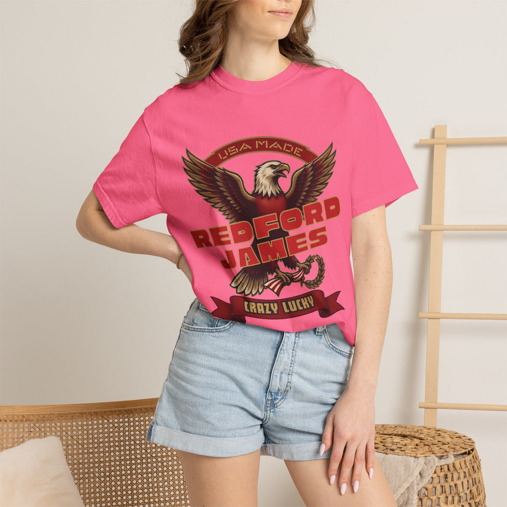 Redford James Crazy Lucky War Eagle T-shirt by Comfort Colors