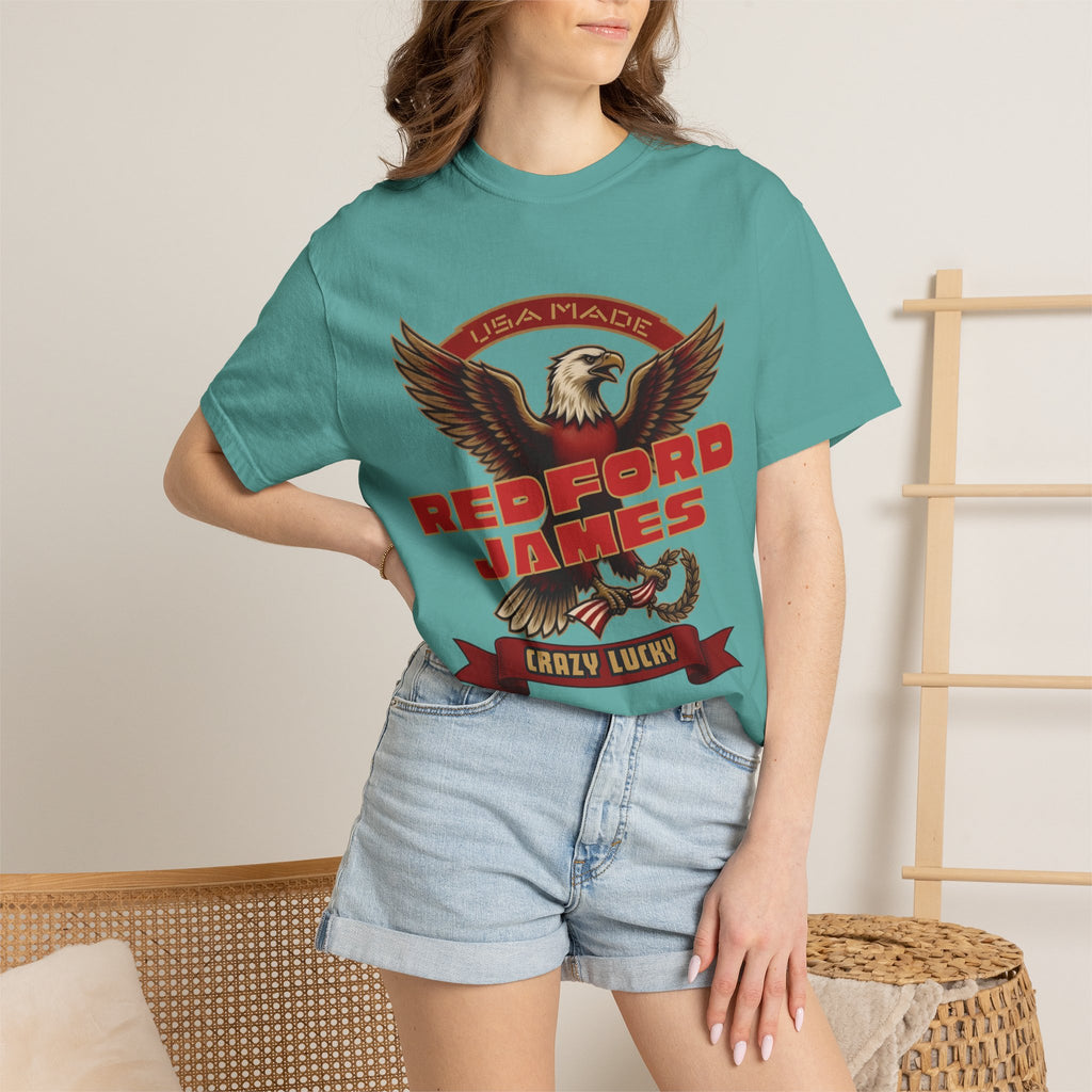 Redford James Crazy Lucky War Eagle T-shirt by Comfort Colors
