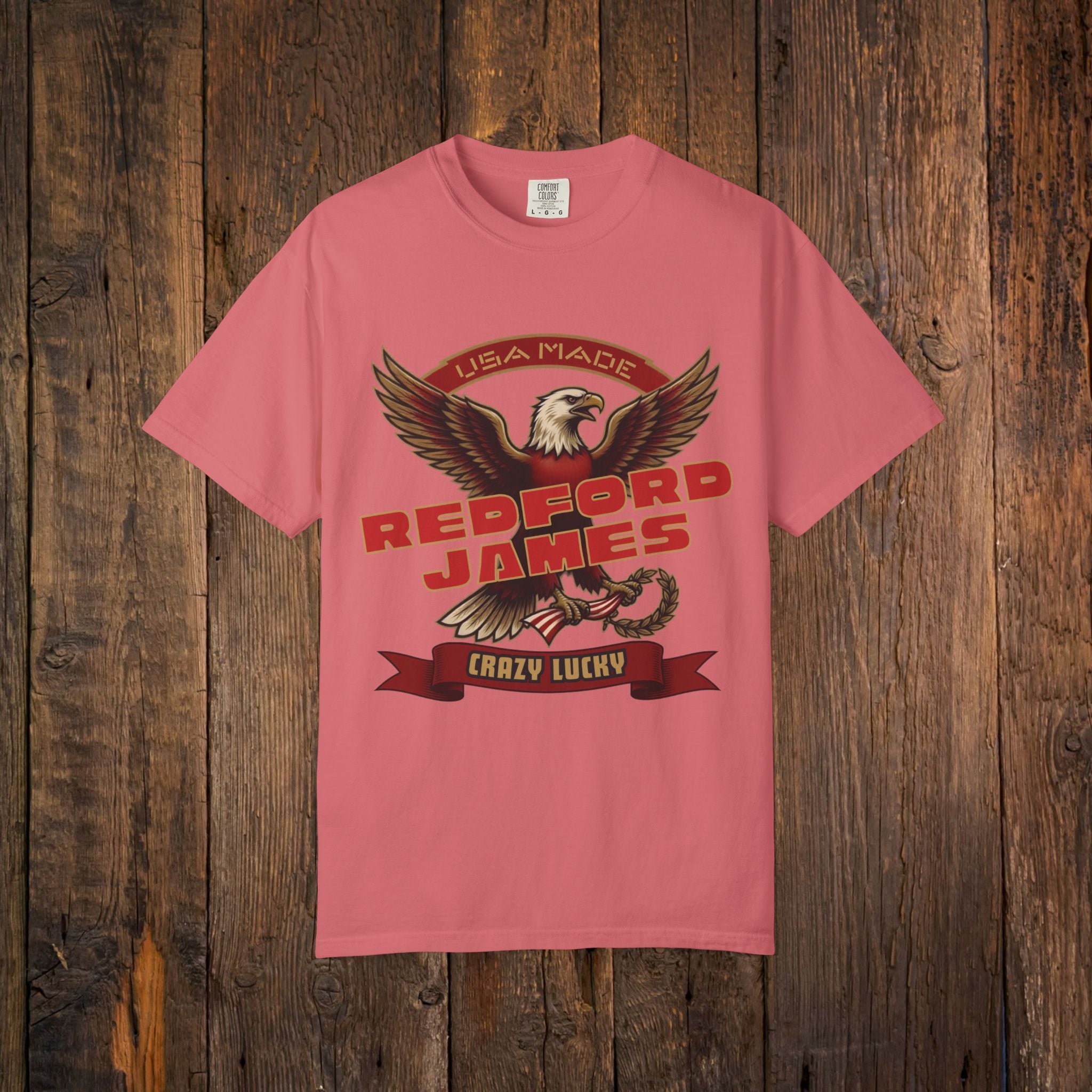 Redford James Crazy Lucky War Eagle T-shirt by Comfort Colors