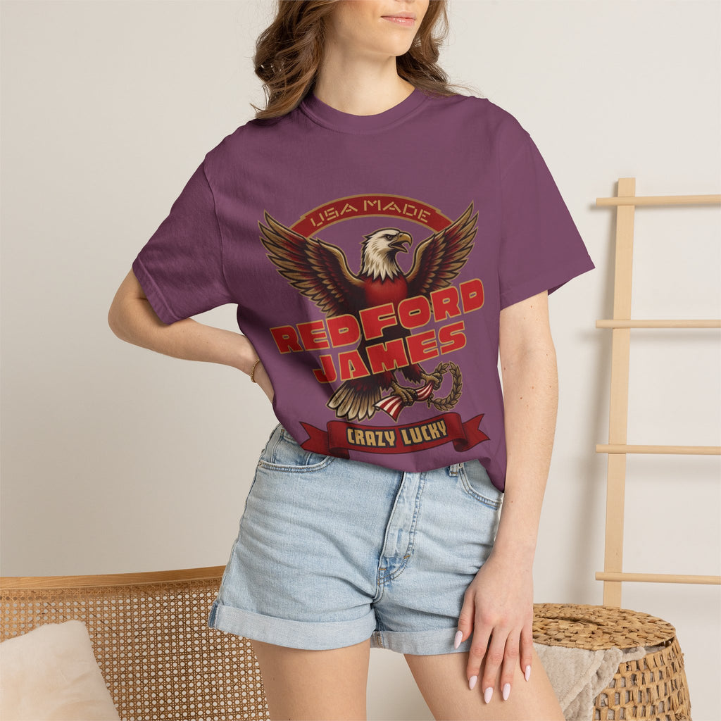 Redford James Crazy Lucky War Eagle T-shirt by Comfort Colors