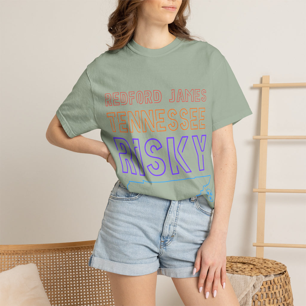 Redford James Tennessee Risky State Outline T-Shirt by Comfort Colors
