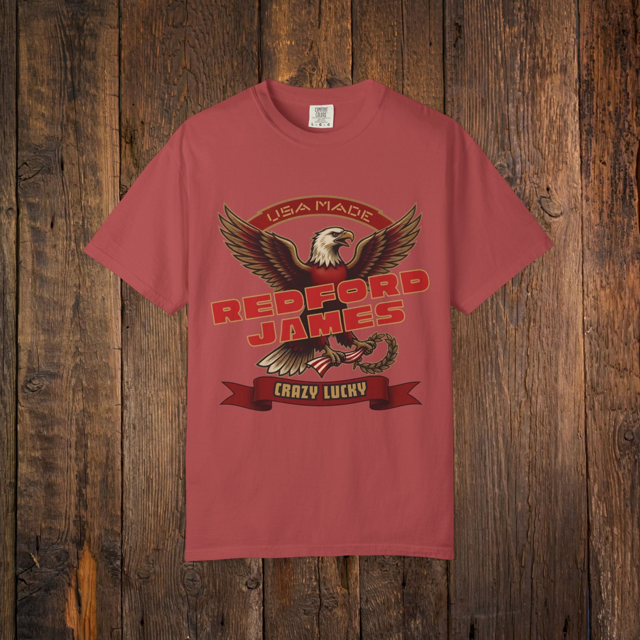 Redford James Crazy Lucky War Eagle T-shirt by Comfort Colors