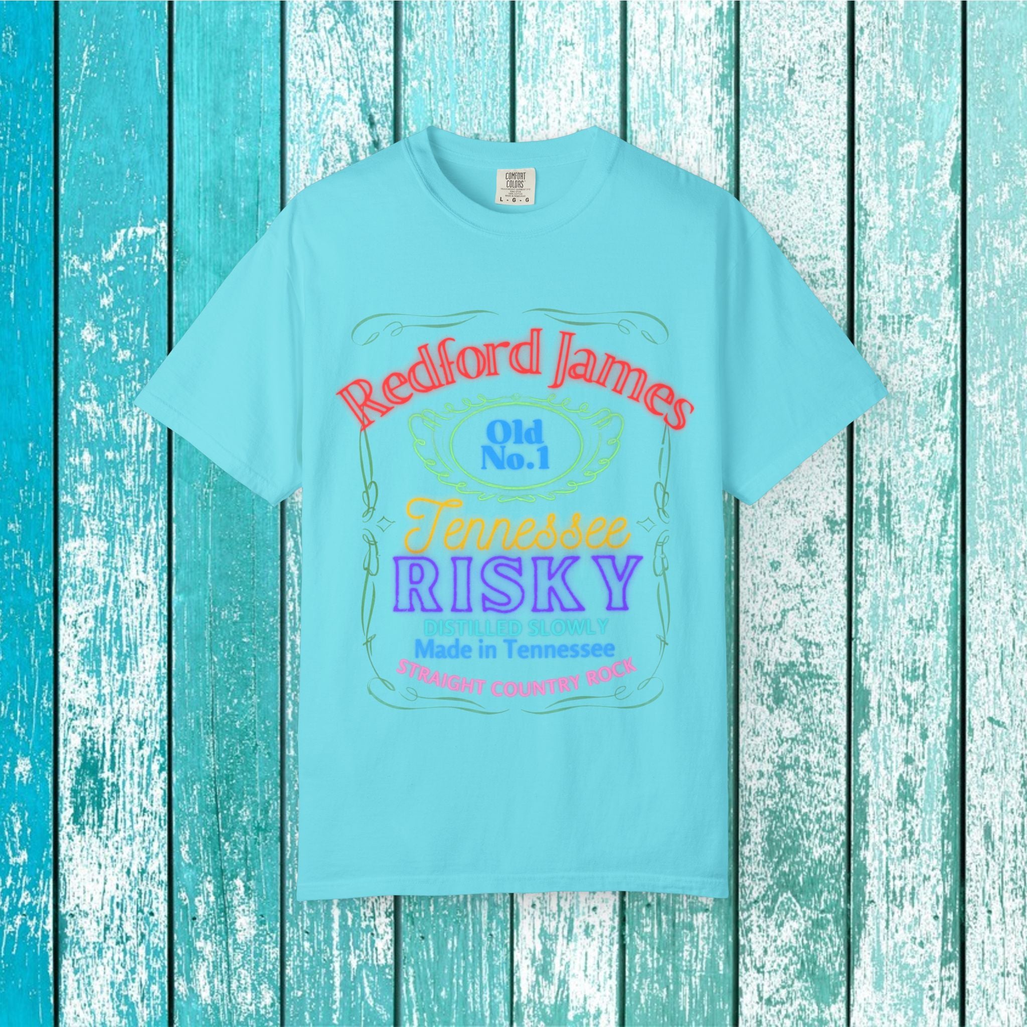Redford James Tennessee Risky Neon Bar Sign T-shirt by Comfort Colors