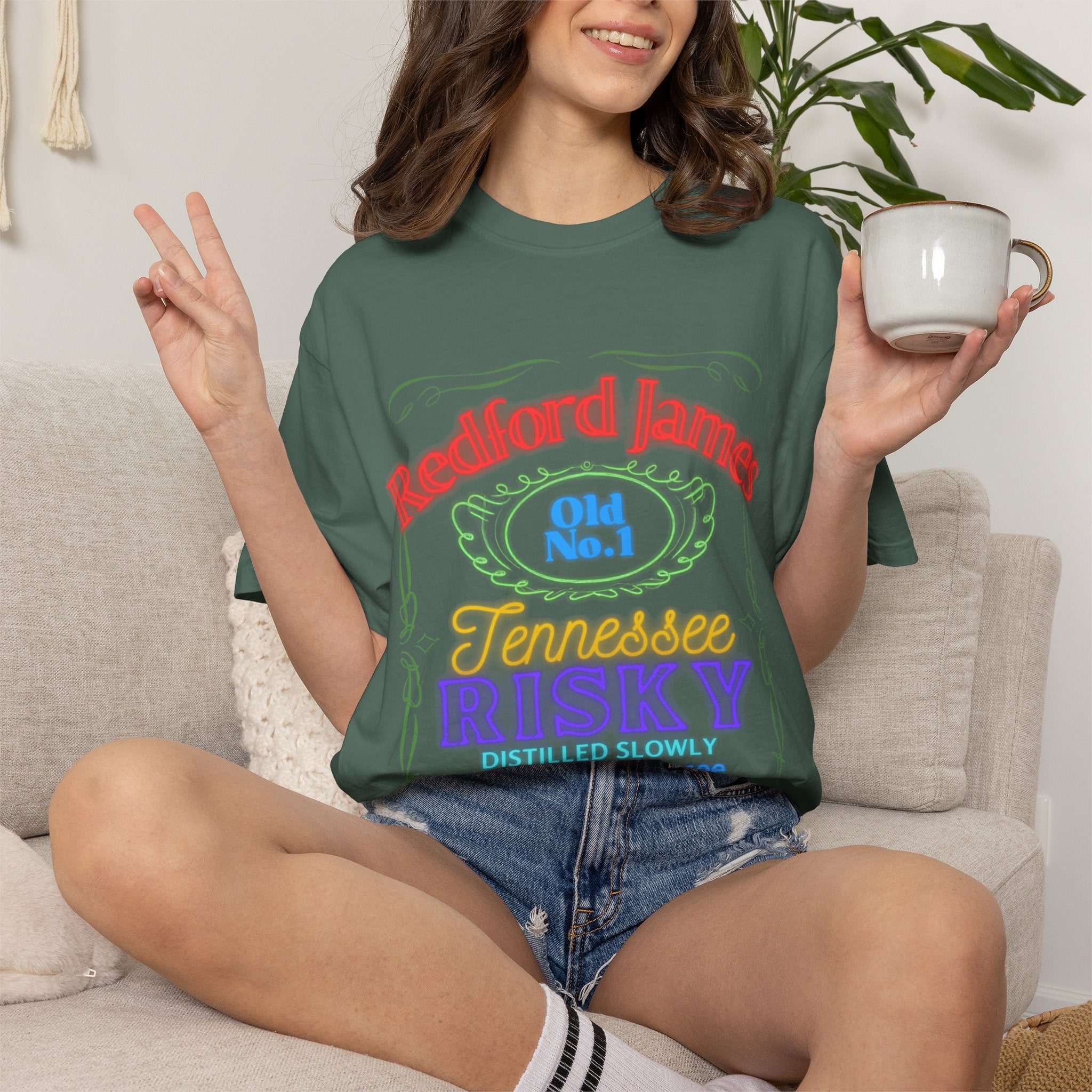 Redford James Tennessee Risky Neon Bar Sign T-shirt by Comfort Colors