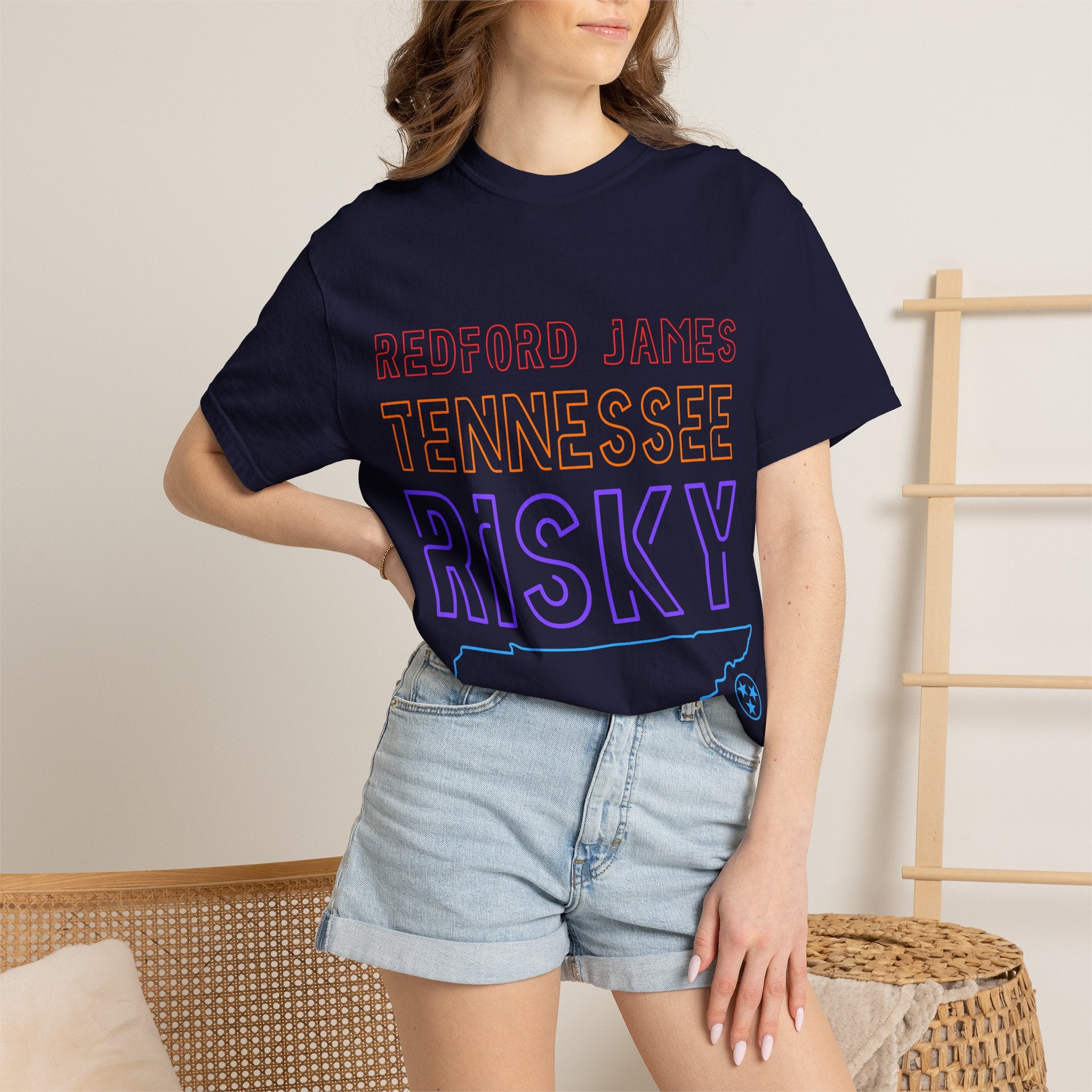 Redford James Tennessee Risky State Outline T-Shirt by Comfort Colors