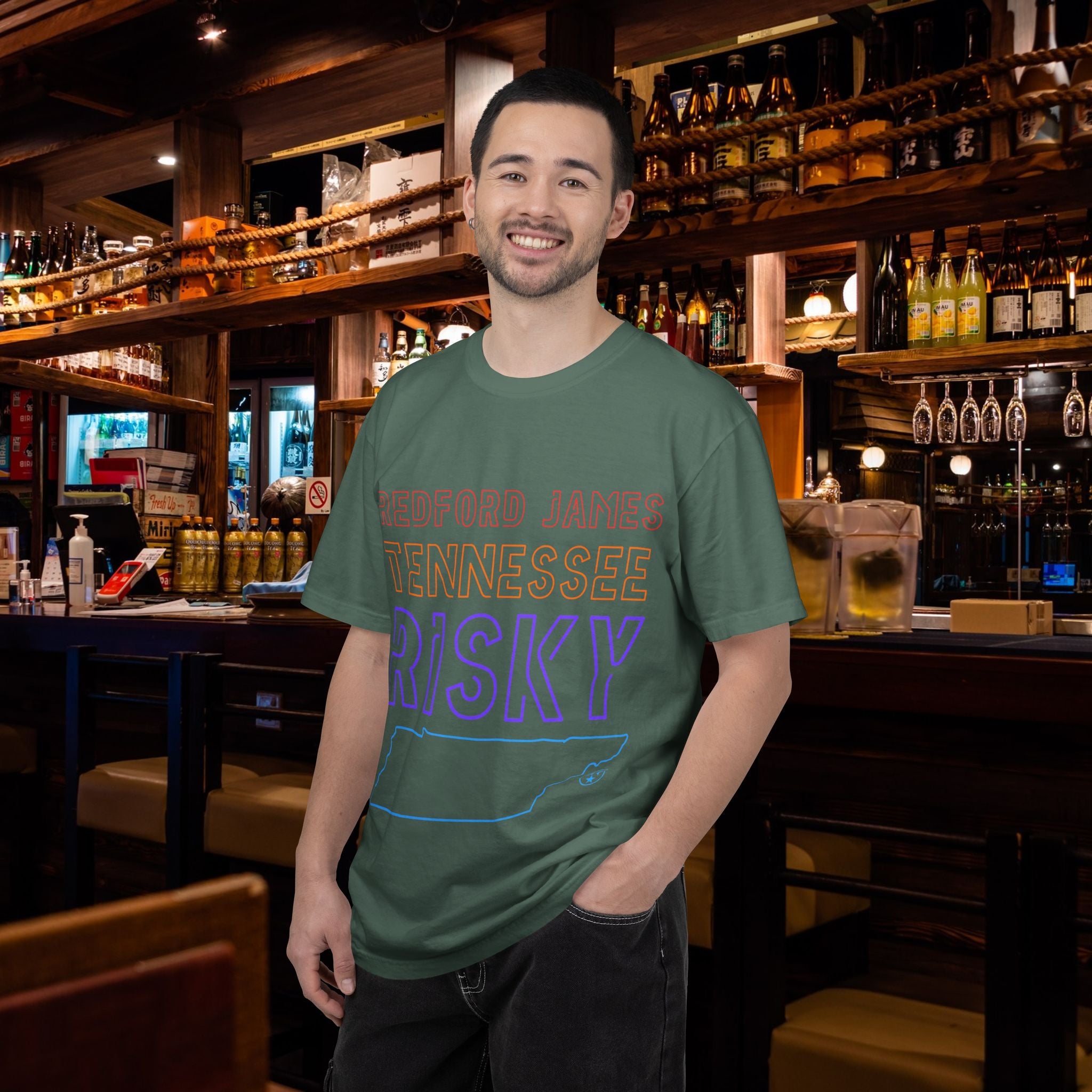 Redford James Tennessee Risky State Outline T-Shirt by Comfort Colors