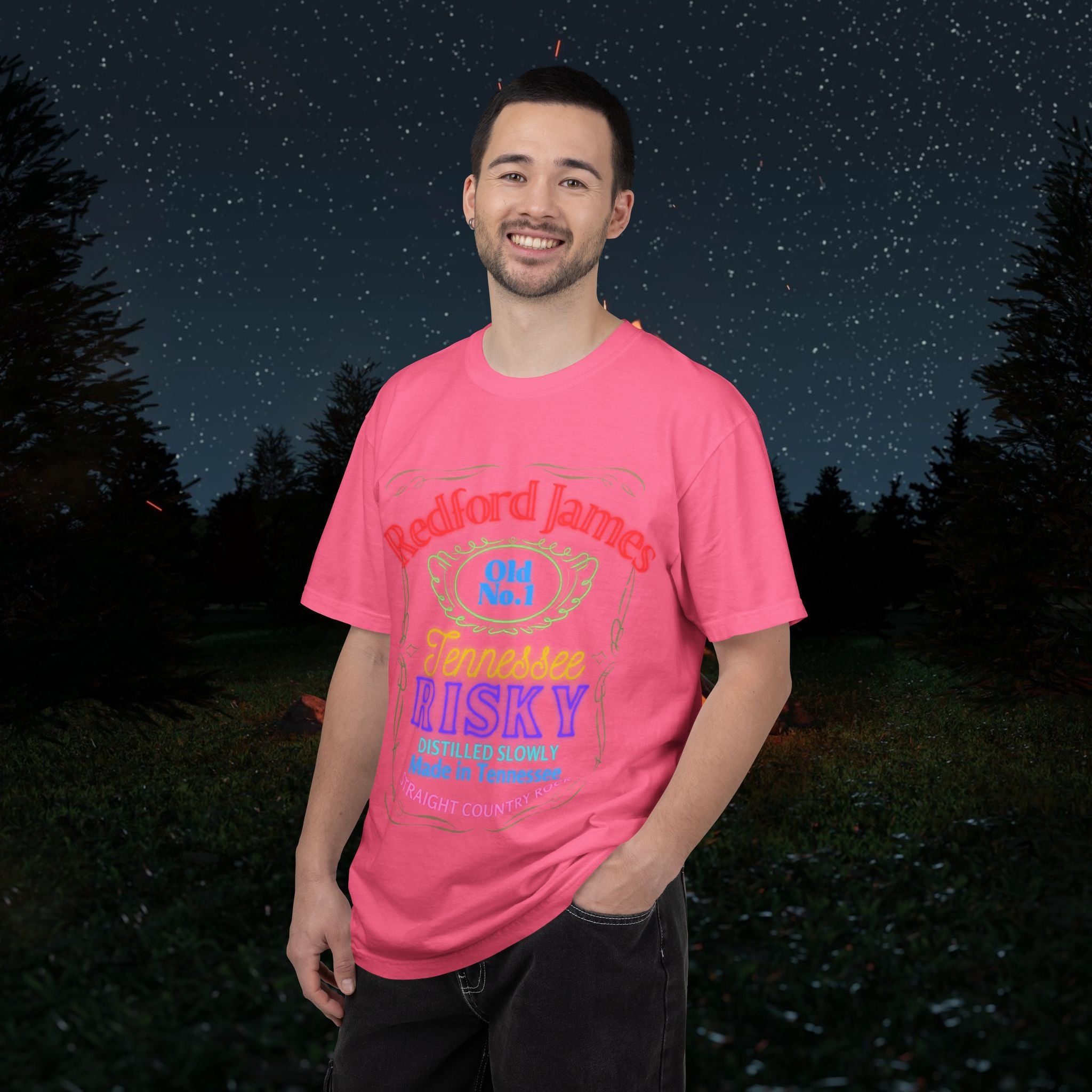 Redford James Tennessee Risky Neon Bar Sign T-shirt by Comfort Colors
