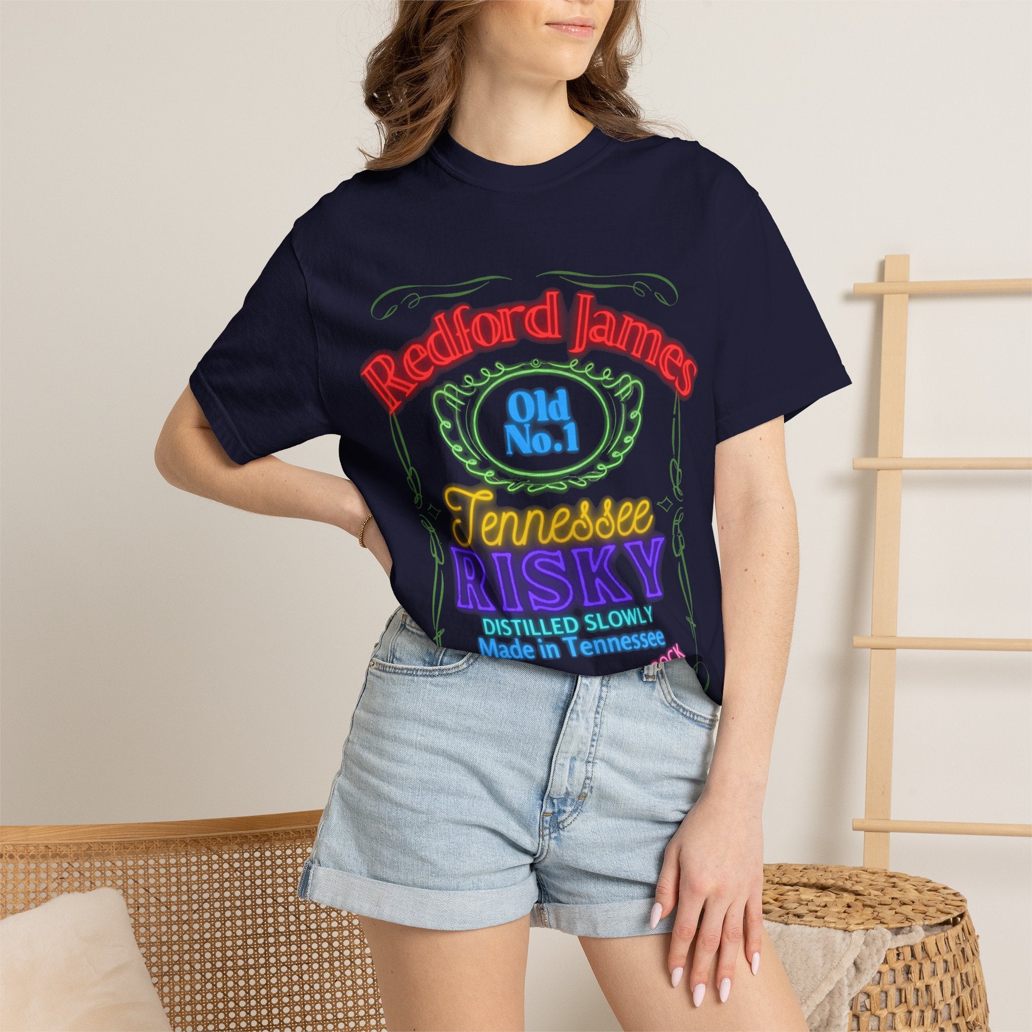 Redford James Tennessee Risky Neon Bar Sign T-shirt by Comfort Colors