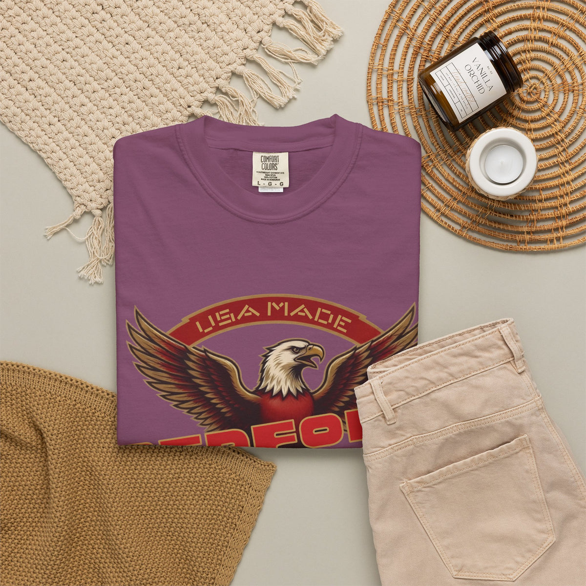 Redford James Crazy Lucky War Eagle T-shirt by Comfort Colors