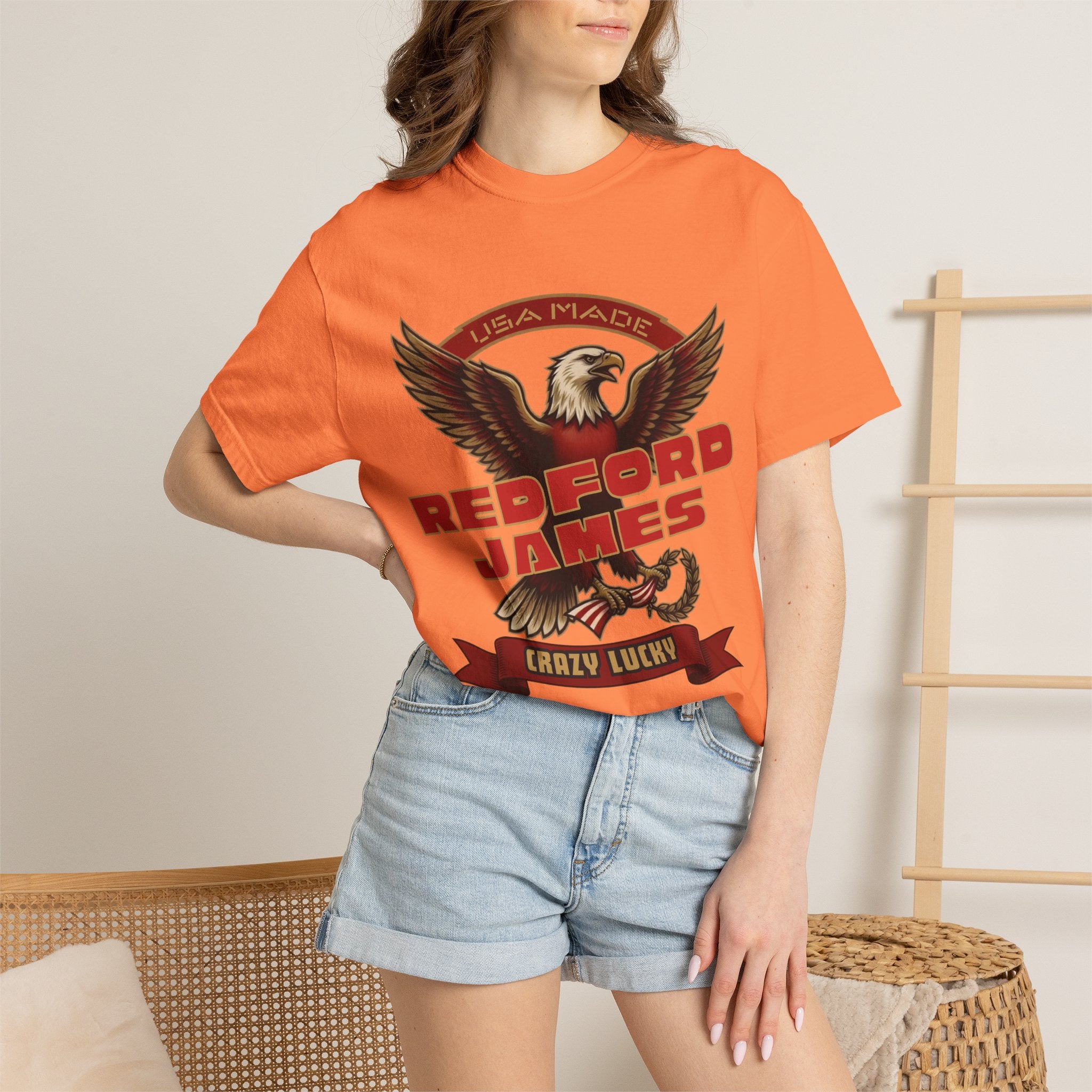 Redford James Crazy Lucky War Eagle T-shirt by Comfort Colors