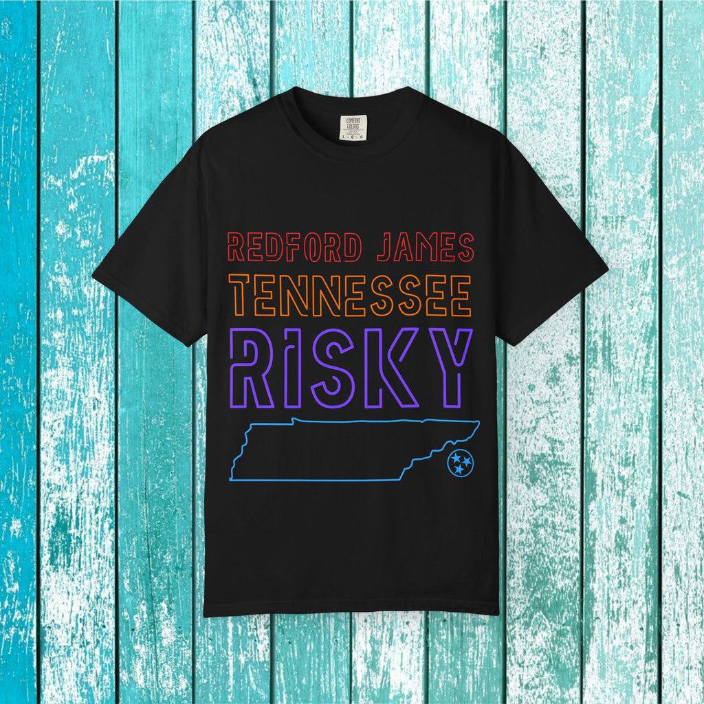 Redford James Tennessee Risky State Outline T-Shirt by Comfort Colors