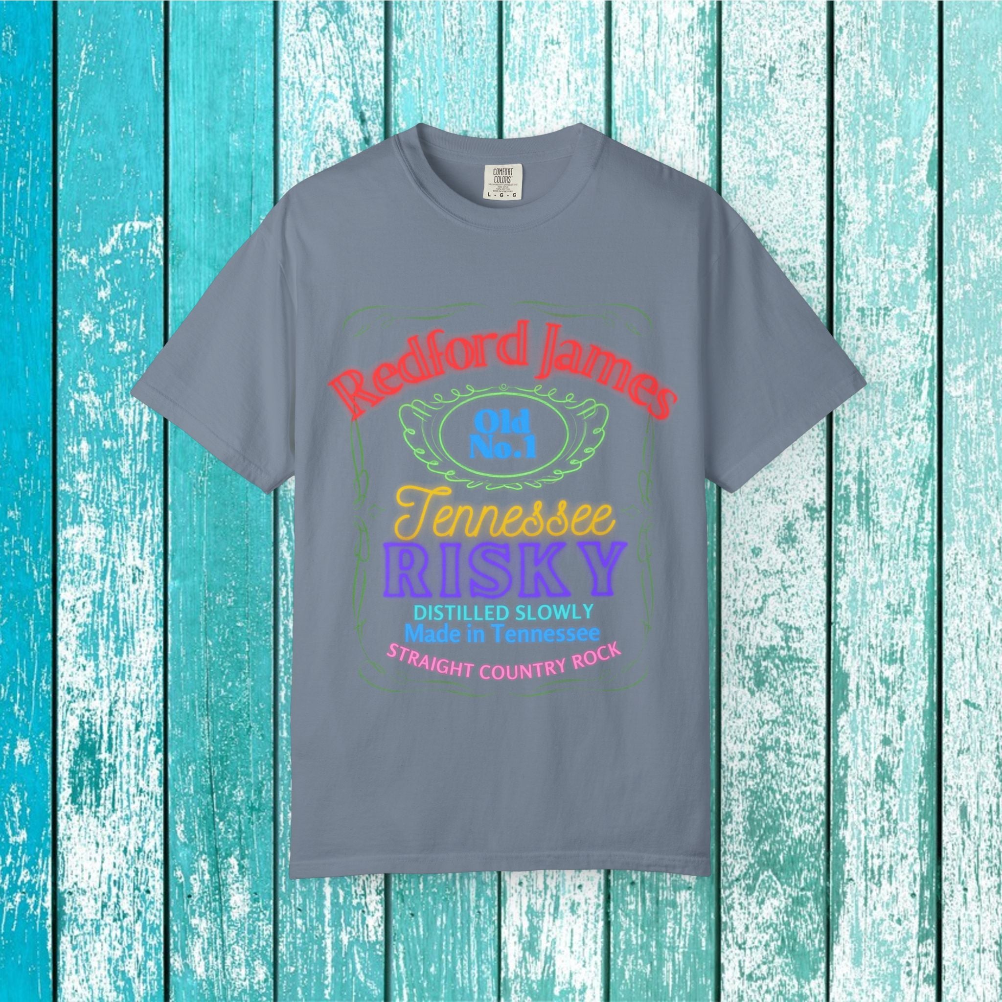 Redford James Tennessee Risky Neon Bar Sign T-shirt by Comfort Colors
