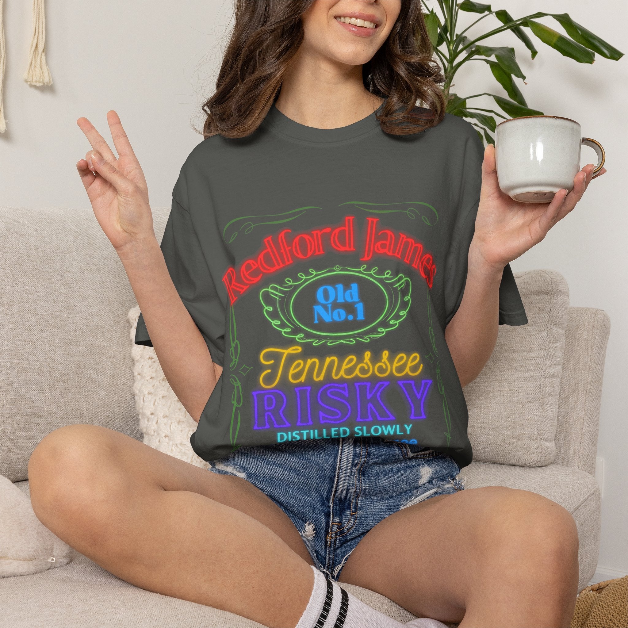 Redford James Tennessee Risky Neon Bar Sign T-shirt by Comfort Colors
