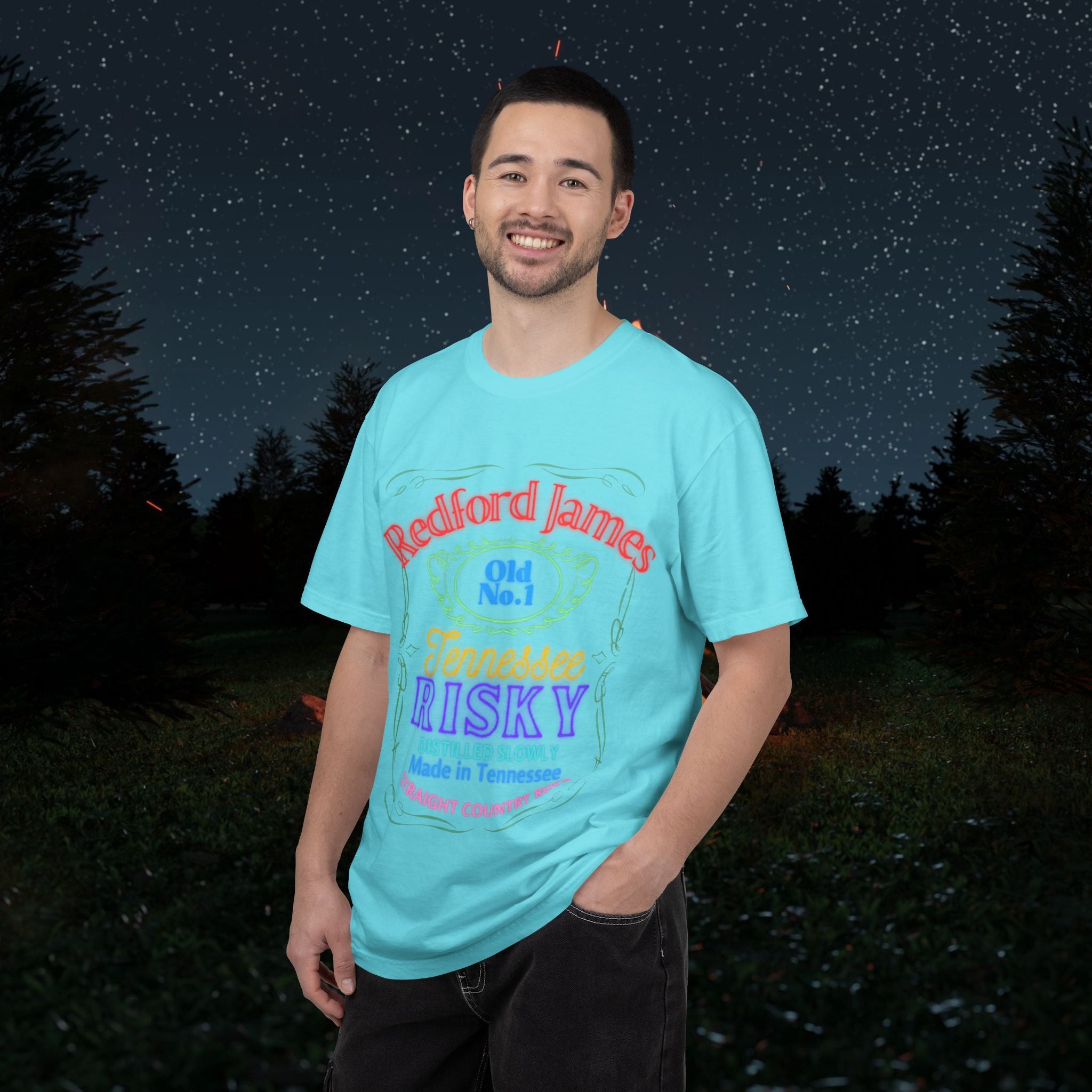 Redford James Tennessee Risky Neon Bar Sign T-shirt by Comfort Colors
