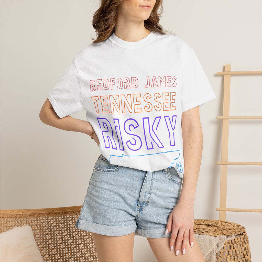 Redford James Tennessee Risky State Outline T-Shirt by Comfort Colors