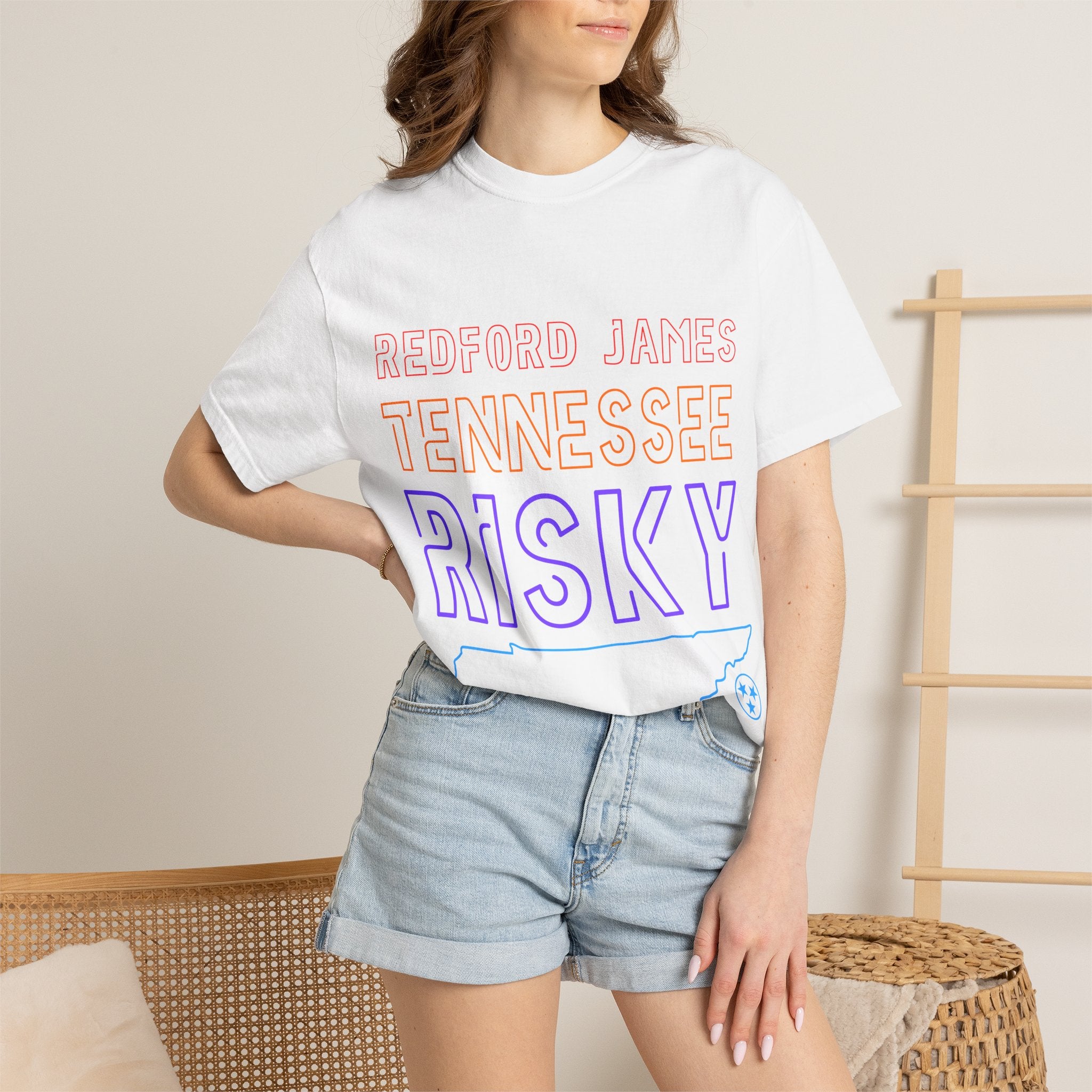 Redford James Tennessee Risky State Outline T-Shirt by Comfort Colors