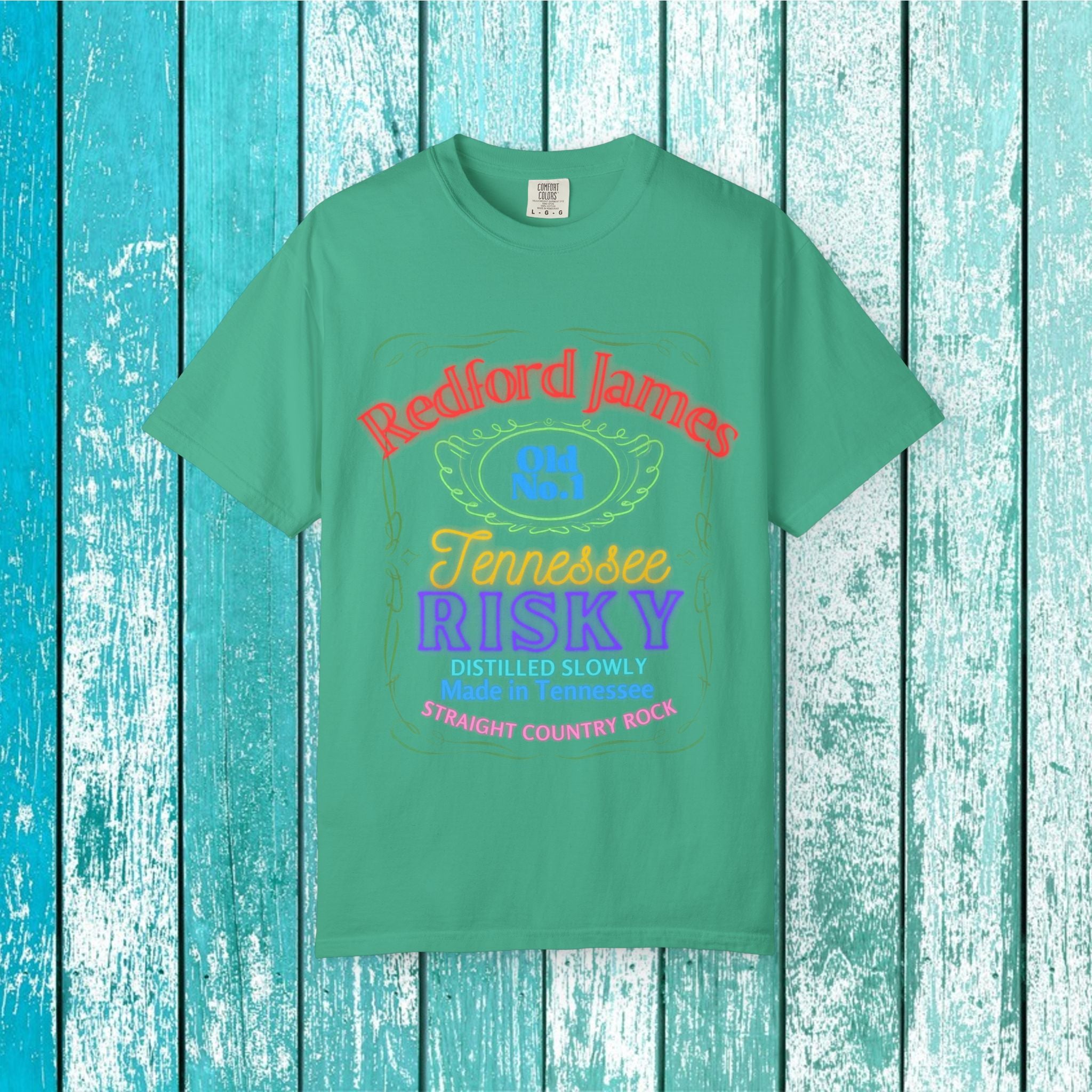 Redford James Tennessee Risky Neon Bar Sign T-shirt by Comfort Colors