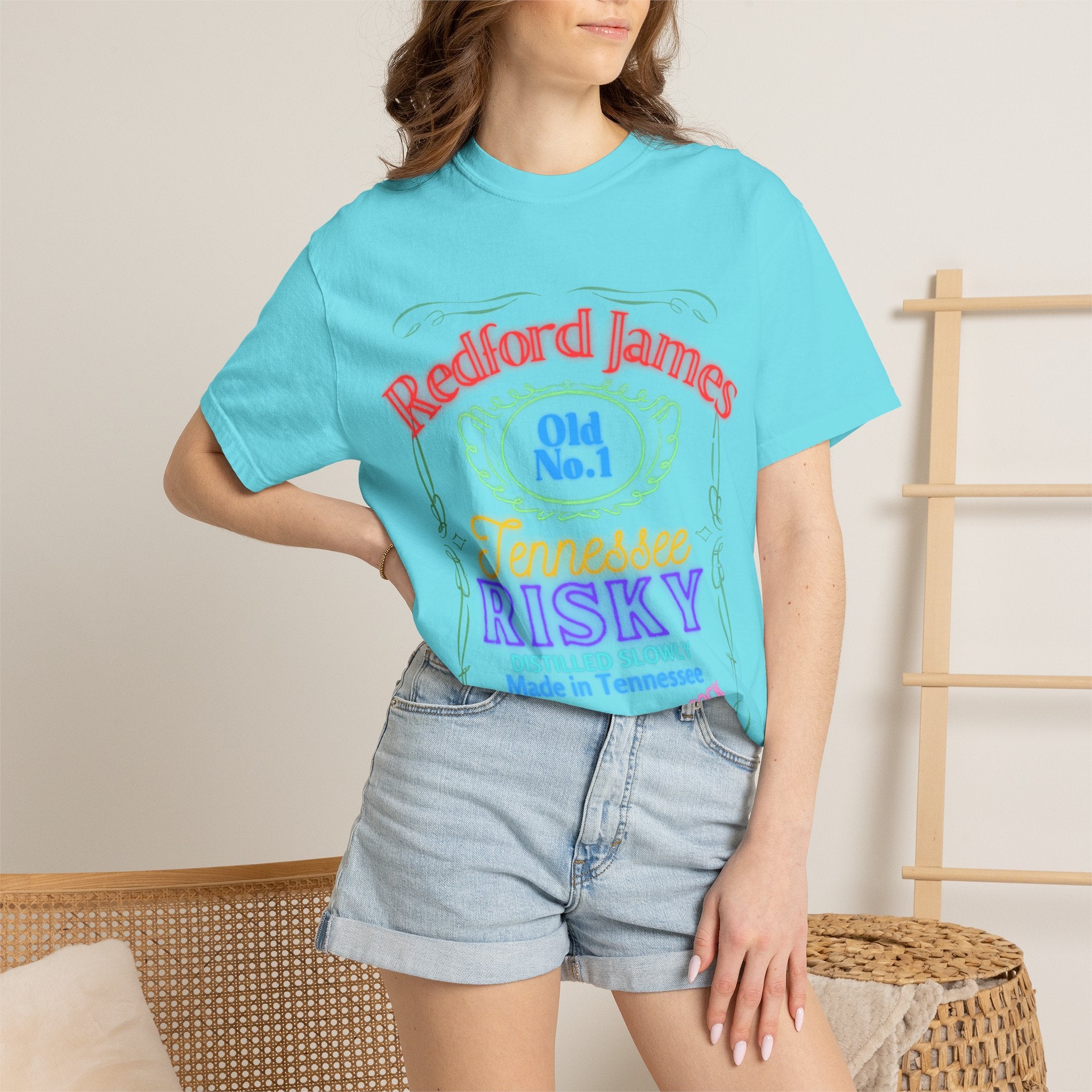 Redford James Tennessee Risky Neon Bar Sign T-shirt by Comfort Colors