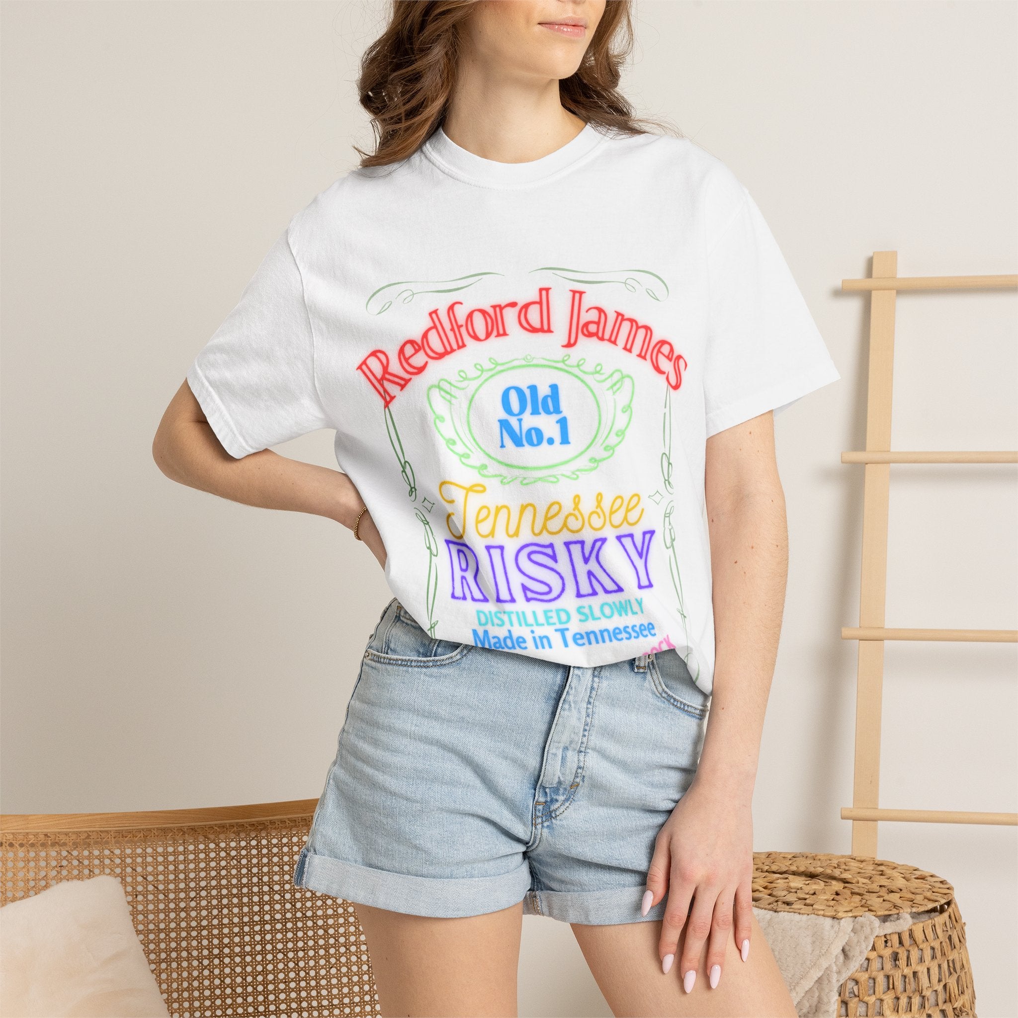 Redford James Tennessee Risky Neon Bar Sign T-shirt by Comfort Colors