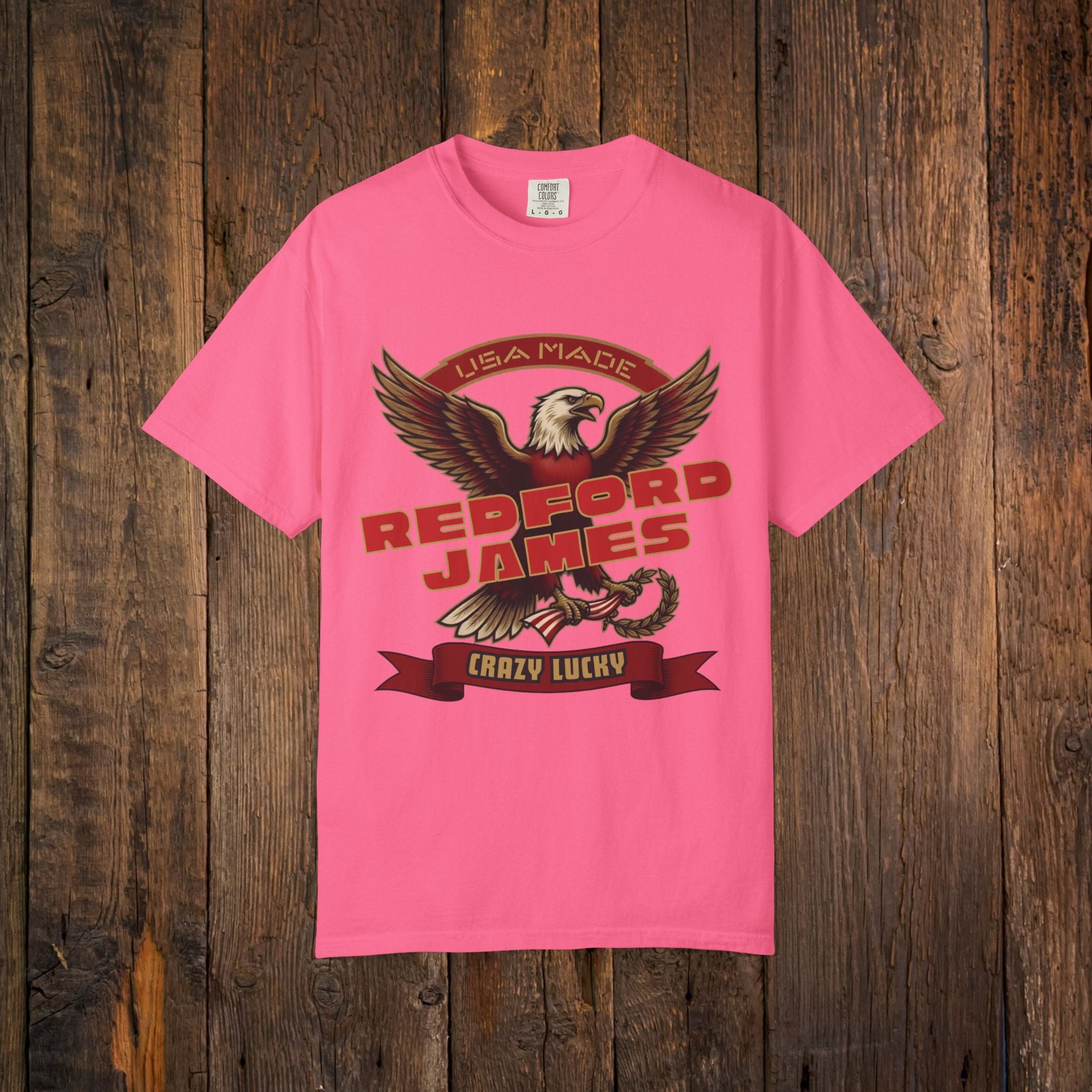 Redford James Crazy Lucky War Eagle T-shirt by Comfort Colors