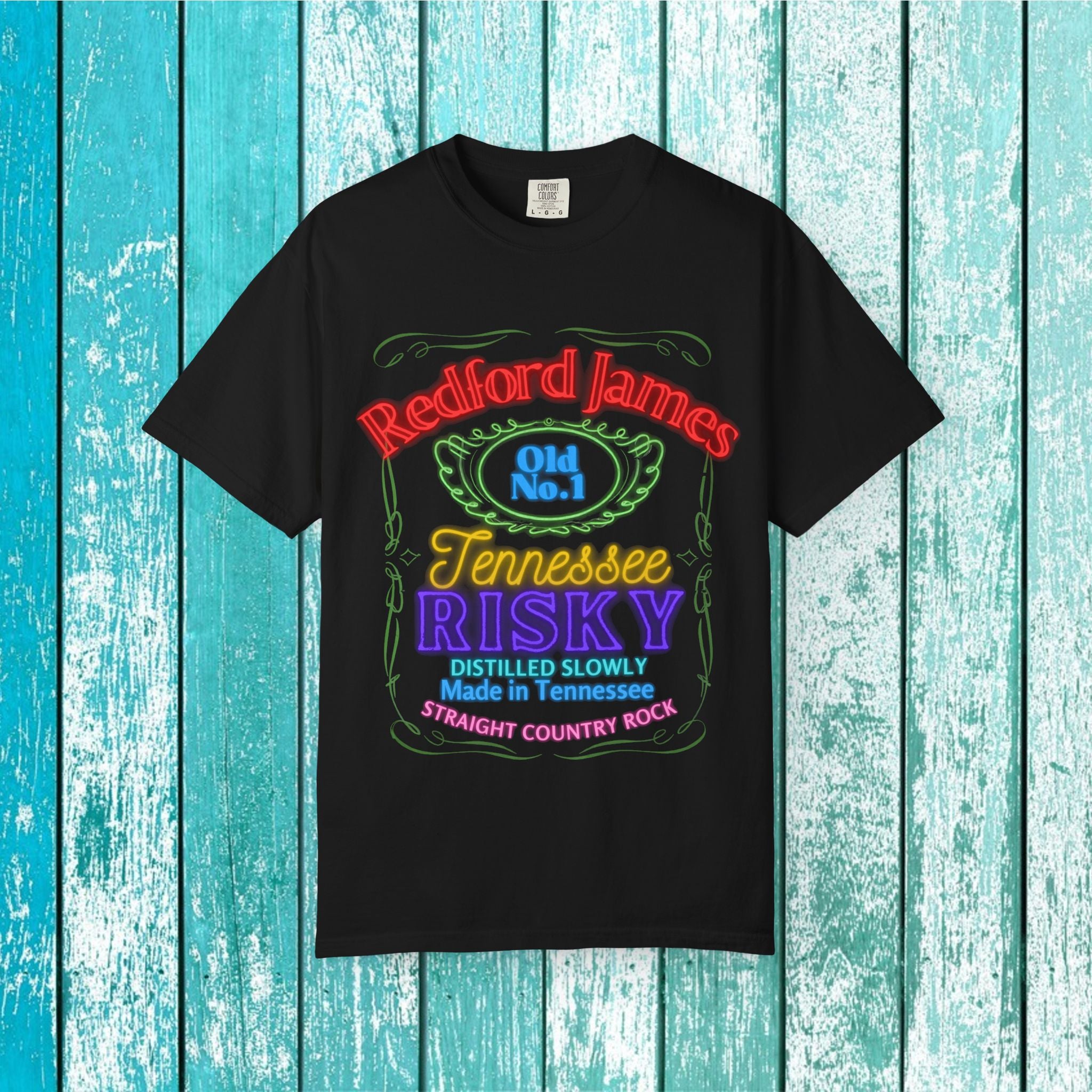 Redford James Tennessee Risky Neon Bar Sign T-shirt by Comfort Colors