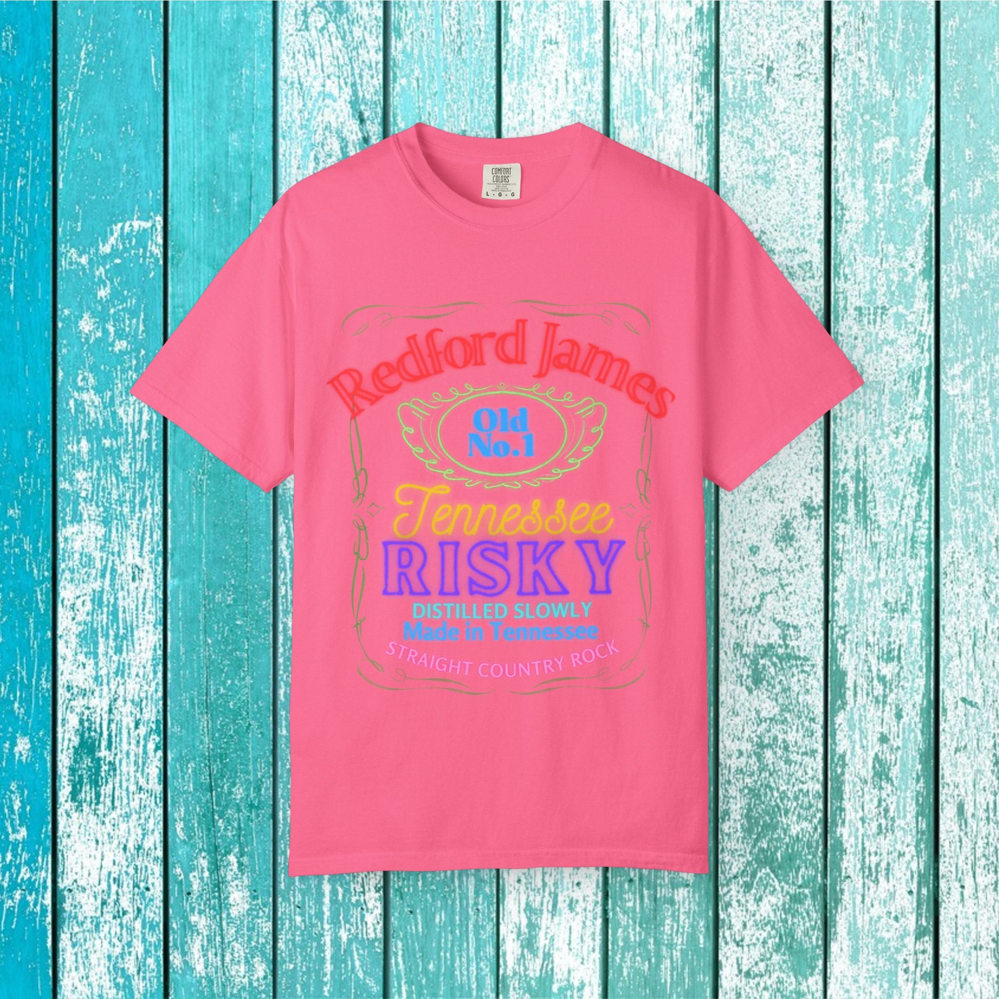 Redford James Tennessee Risky Neon Bar Sign T-shirt by Comfort Colors