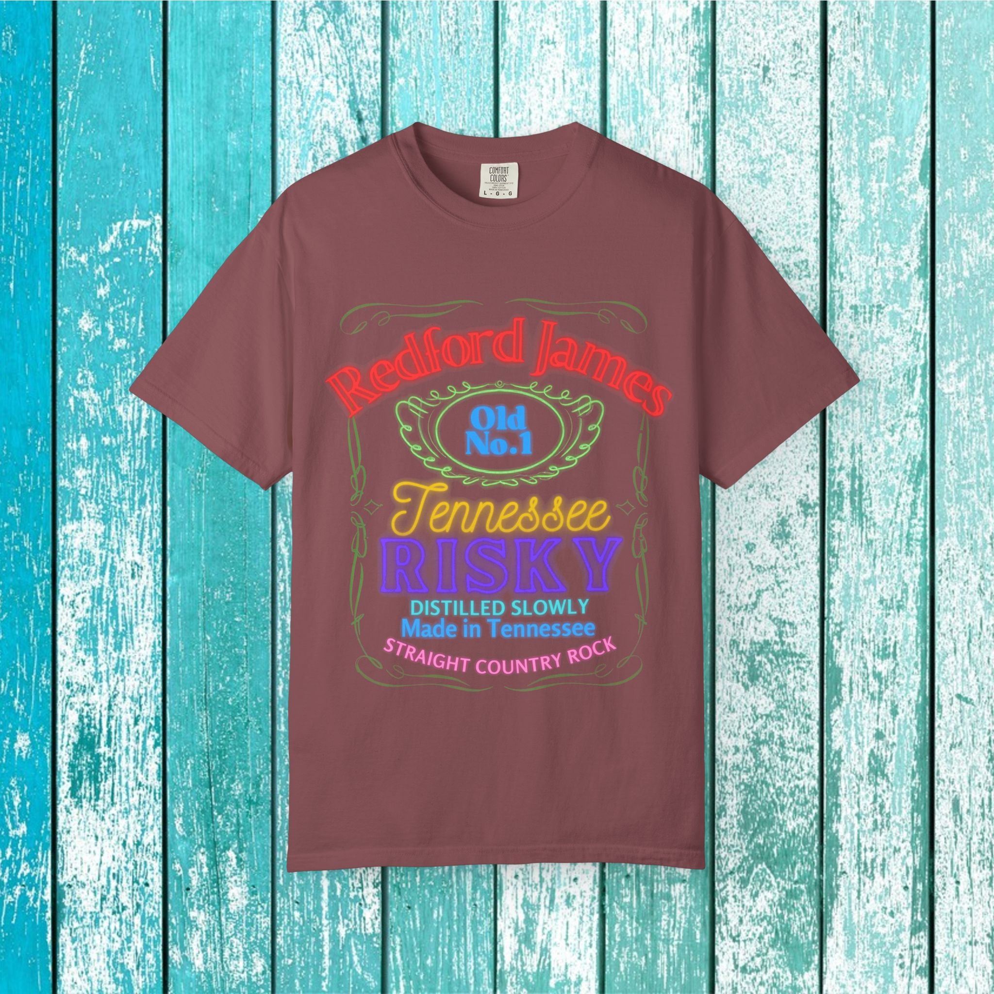 Redford James Tennessee Risky Neon Bar Sign T-shirt by Comfort Colors
