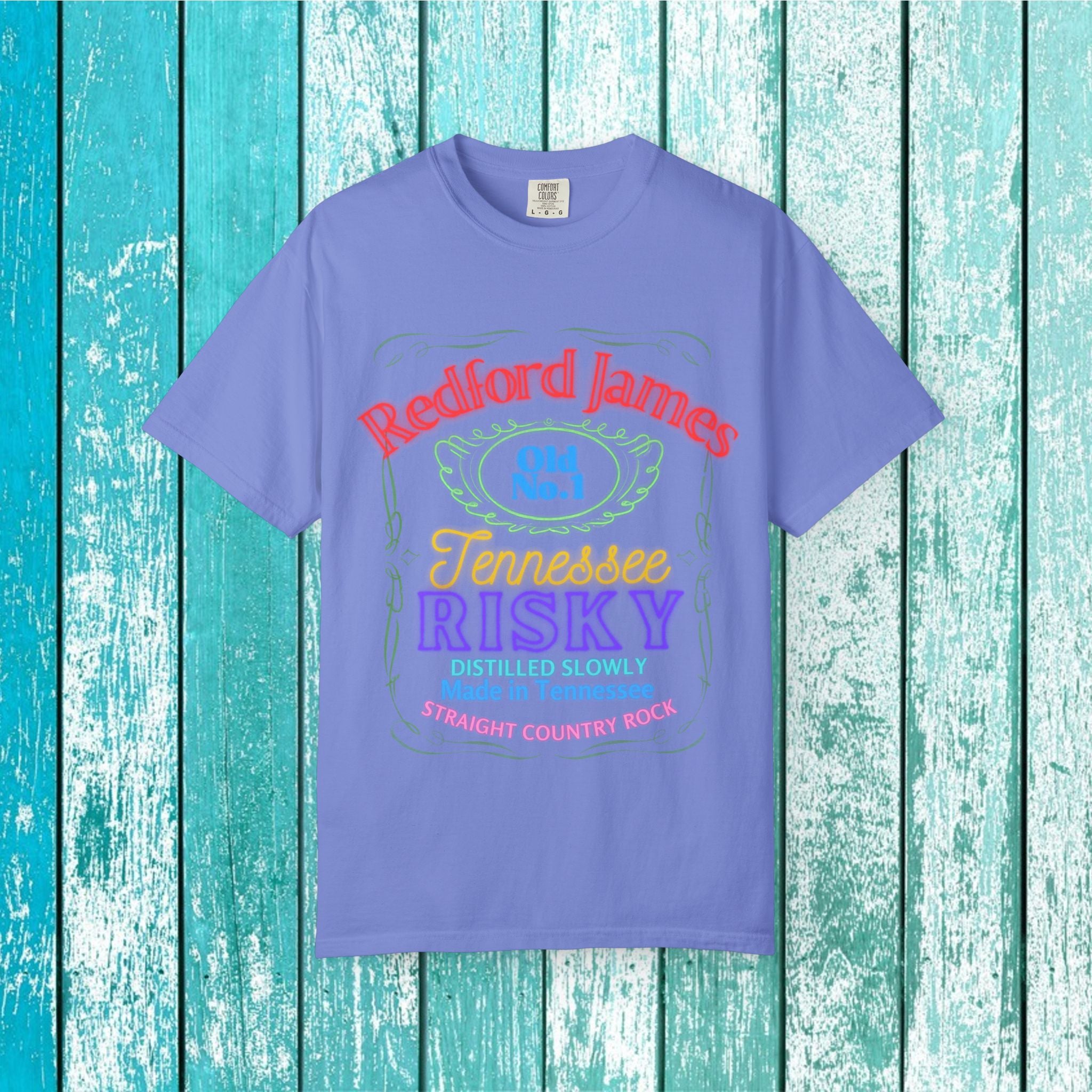 Redford James Tennessee Risky Neon Bar Sign T-shirt by Comfort Colors