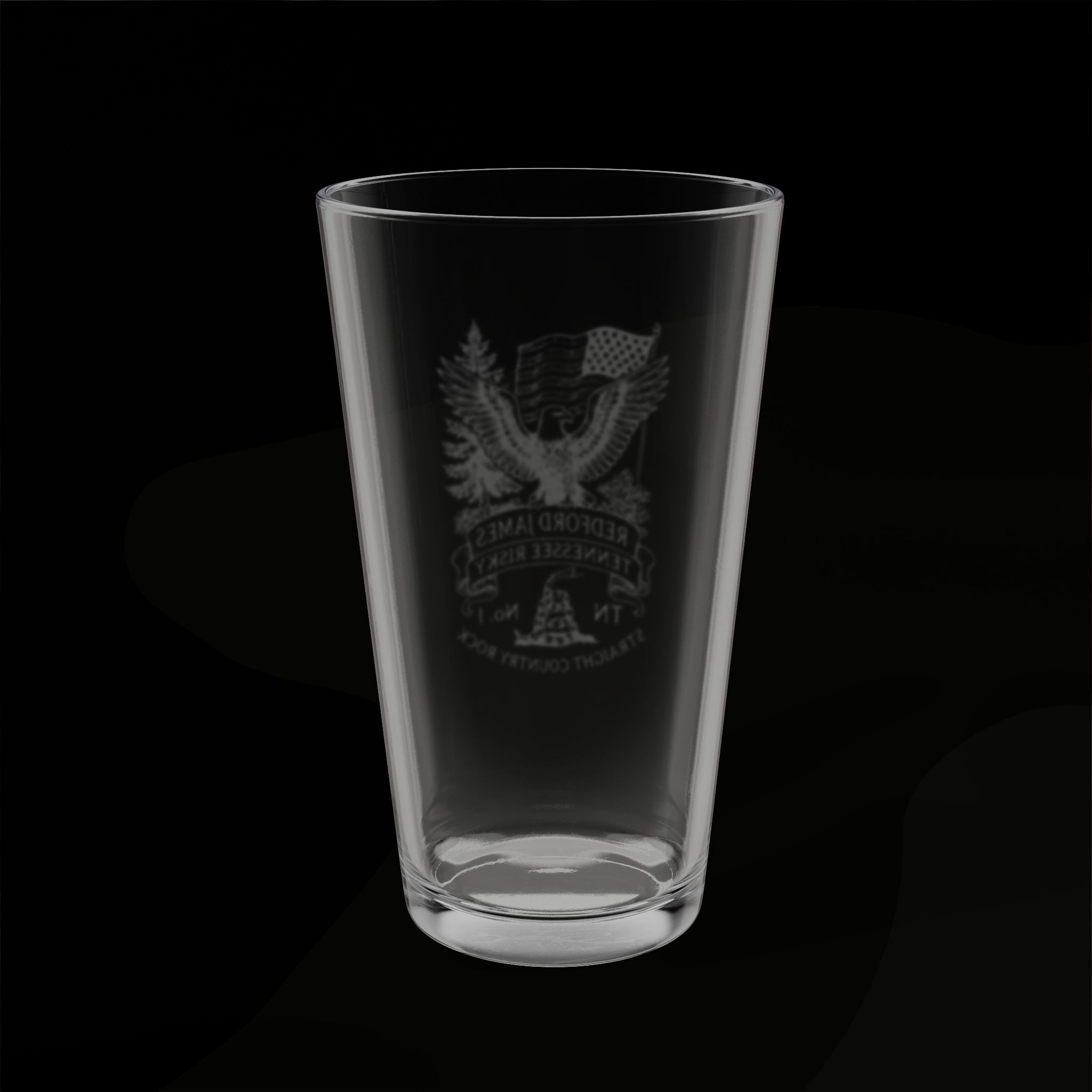 Redford James Tennessee Risky Engraved 16oz Pint Glass