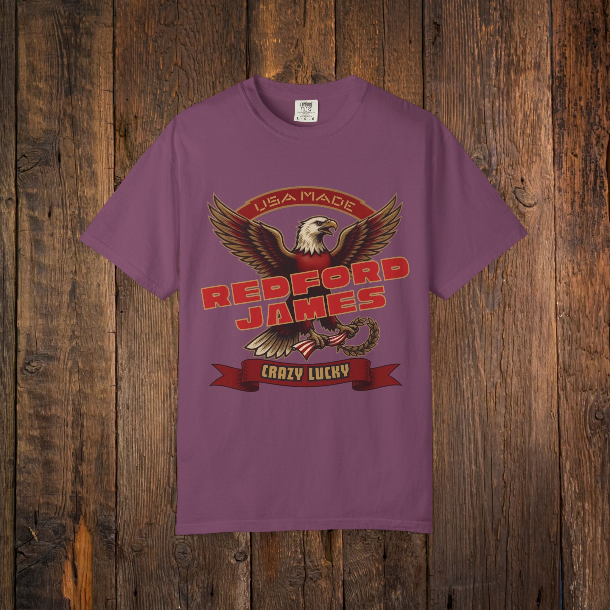Redford James Crazy Lucky War Eagle T-shirt by Comfort Colors