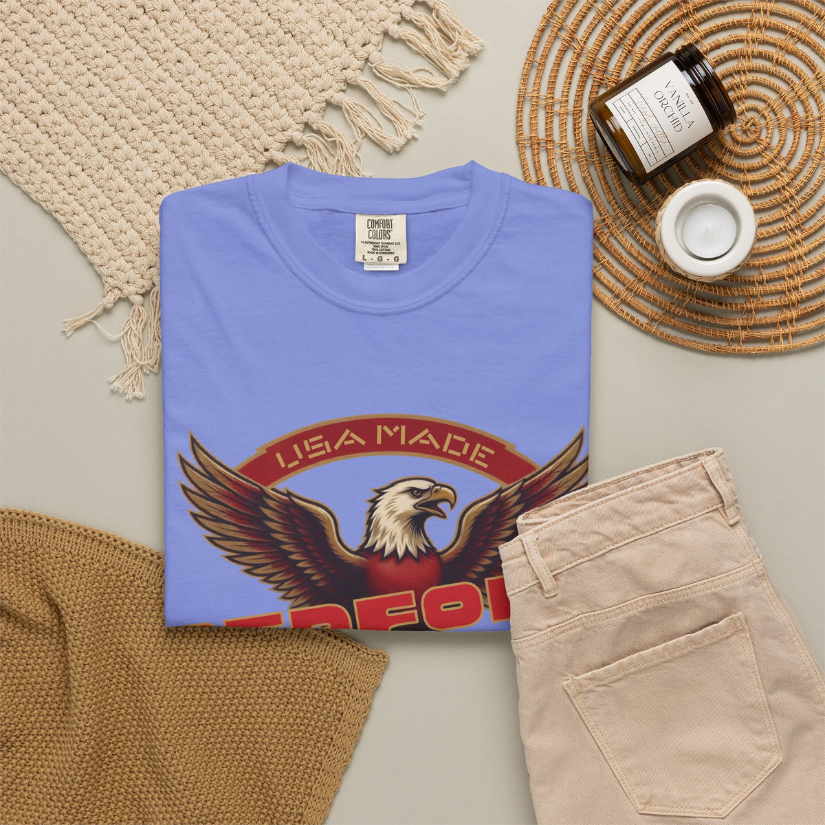 Redford James Crazy Lucky War Eagle T-shirt by Comfort Colors