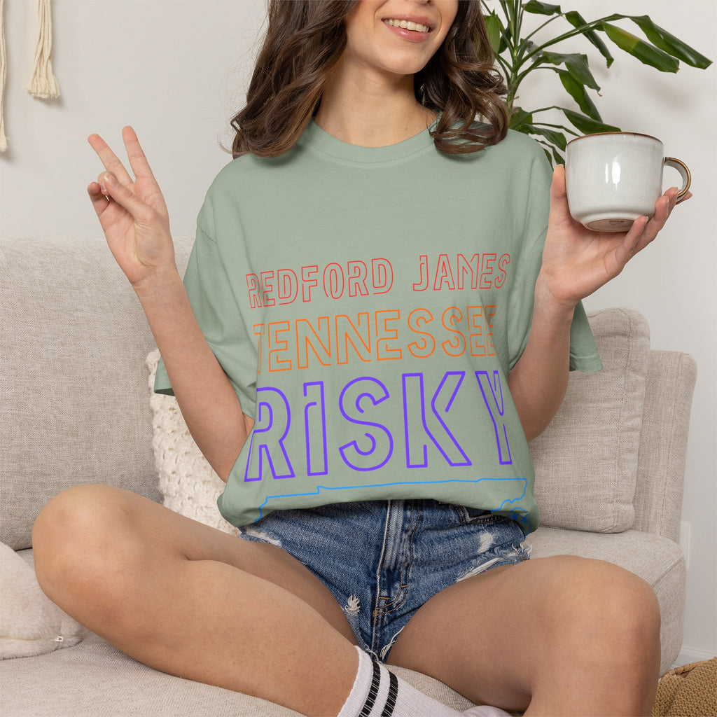 Redford James Tennessee Risky State Outline T-Shirt by Comfort Colors