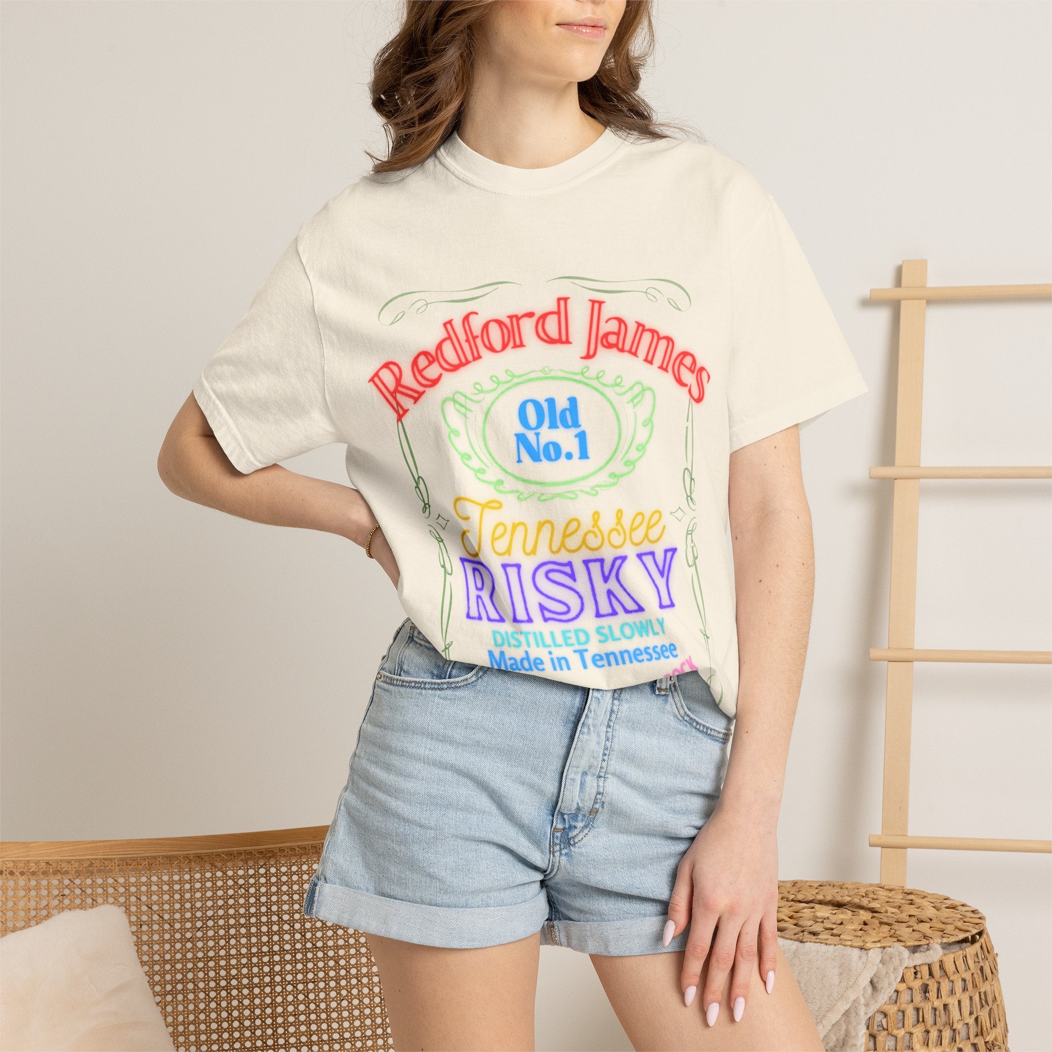 Redford James Tennessee Risky Neon Bar Sign T-shirt by Comfort Colors