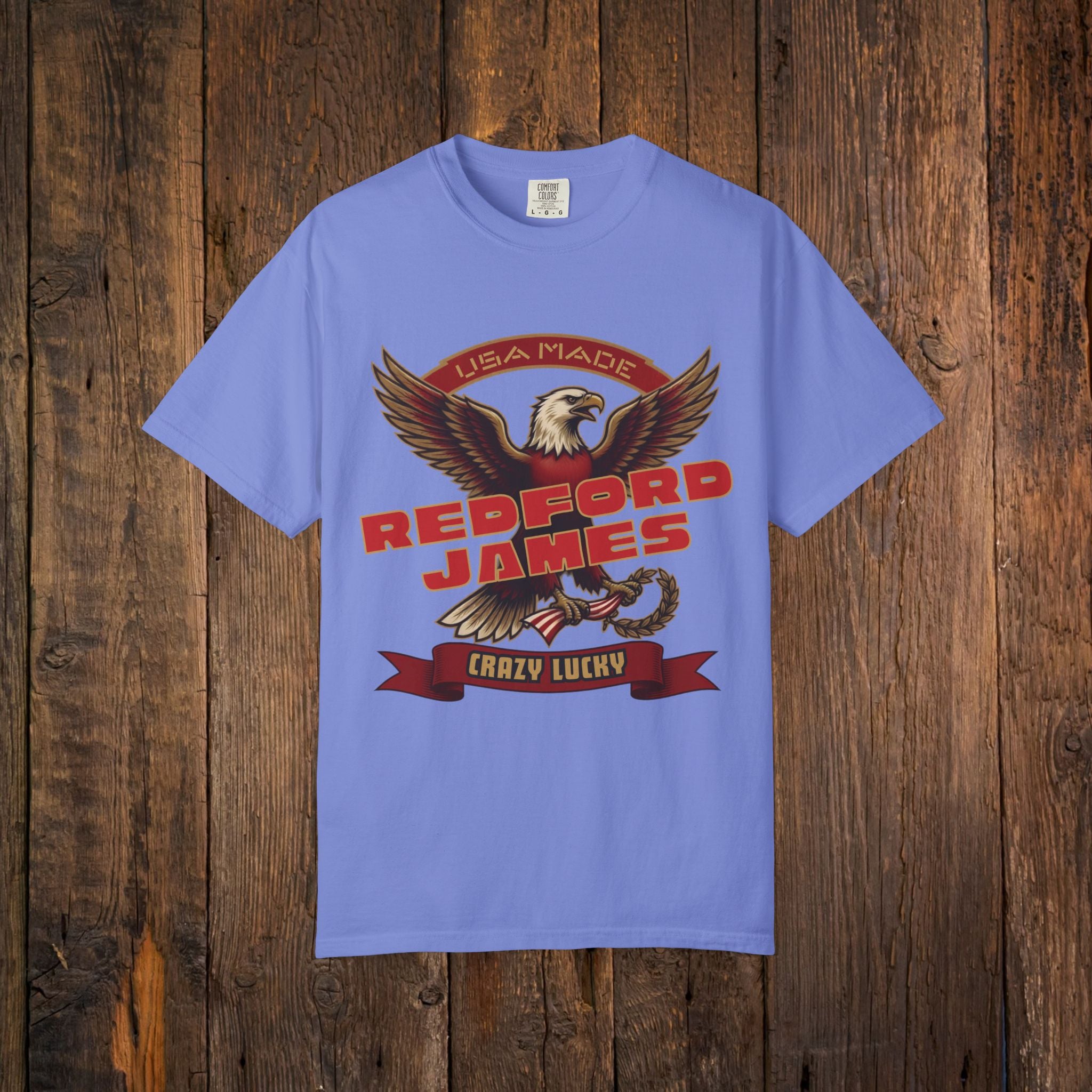 Redford James Crazy Lucky War Eagle T-shirt by Comfort Colors