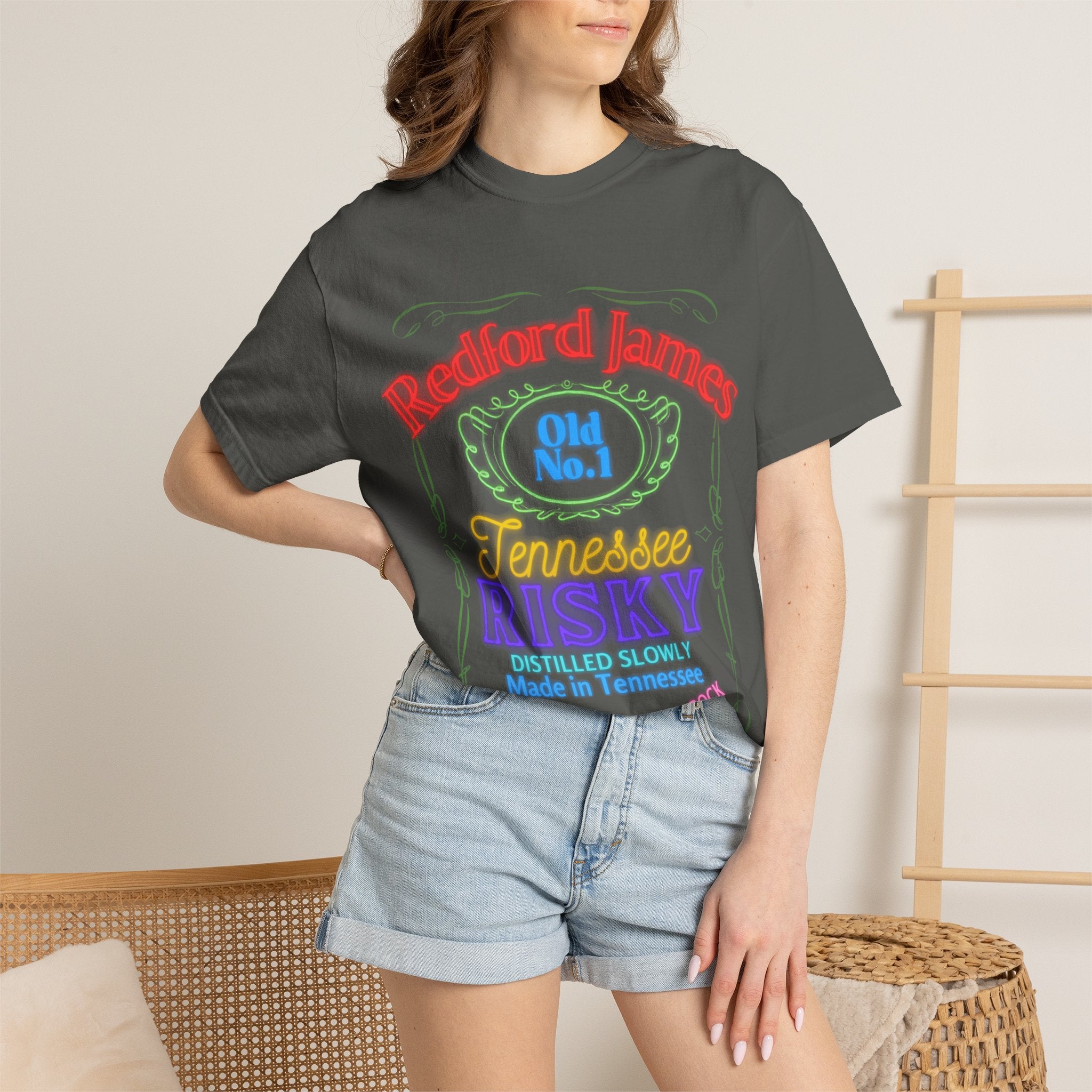 Redford James Tennessee Risky Neon Bar Sign T-shirt by Comfort Colors