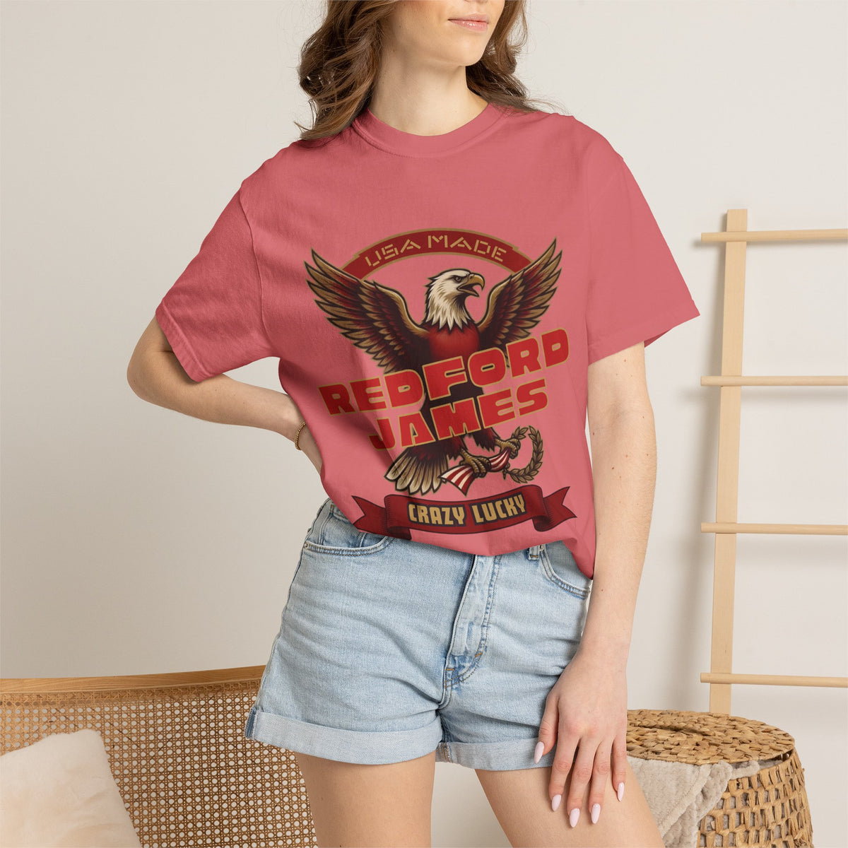 Redford James Crazy Lucky War Eagle T-shirt by Comfort Colors