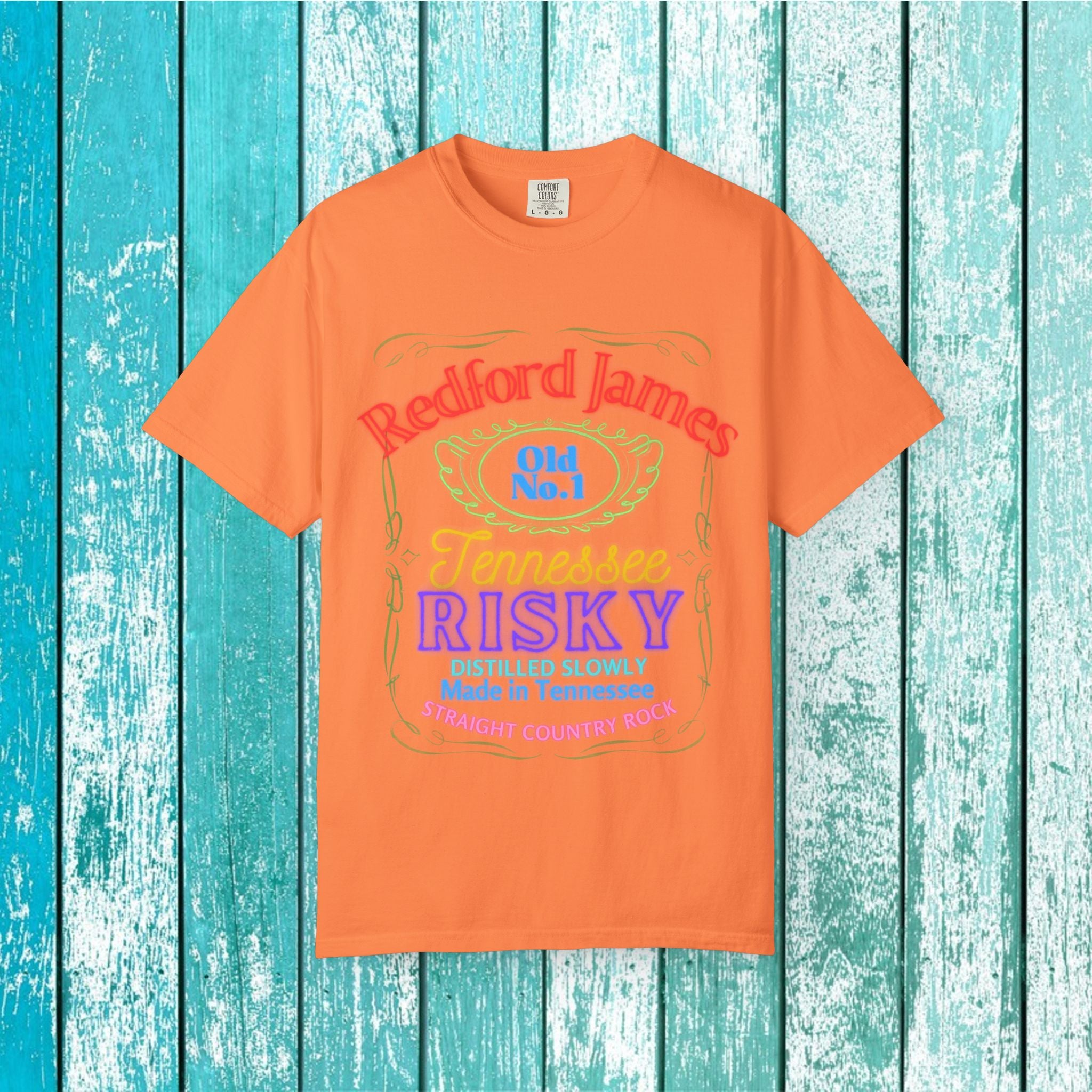 Redford James Tennessee Risky Neon Bar Sign T-shirt by Comfort Colors