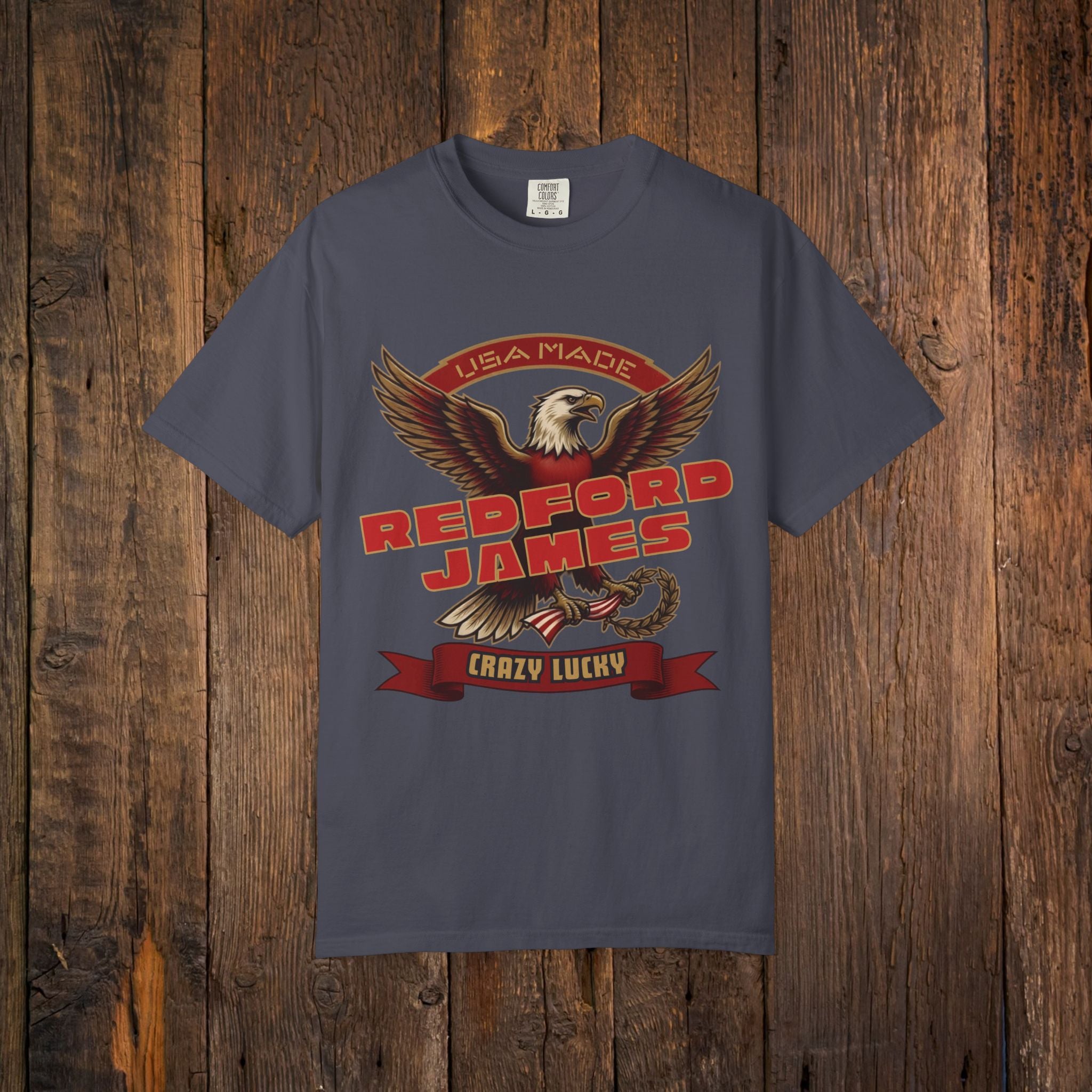 Redford James Crazy Lucky War Eagle T-shirt by Comfort Colors