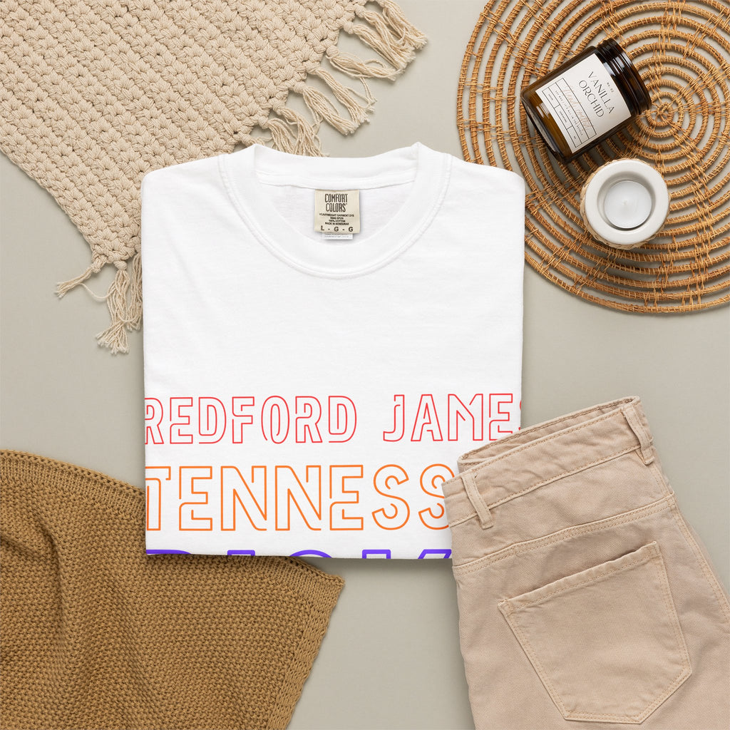 Redford James Tennessee Risky State Outline T-Shirt by Comfort Colors