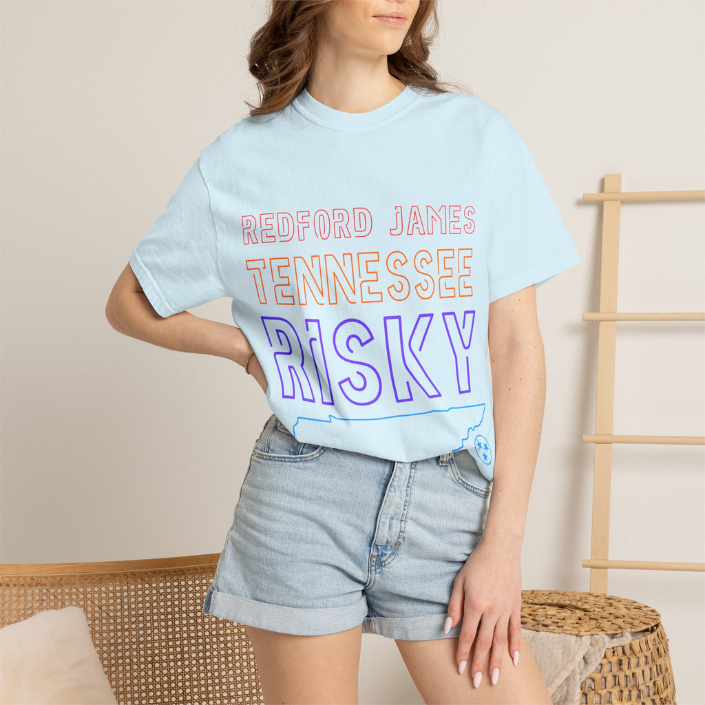Redford James Tennessee Risky State Outline T-Shirt by Comfort Colors